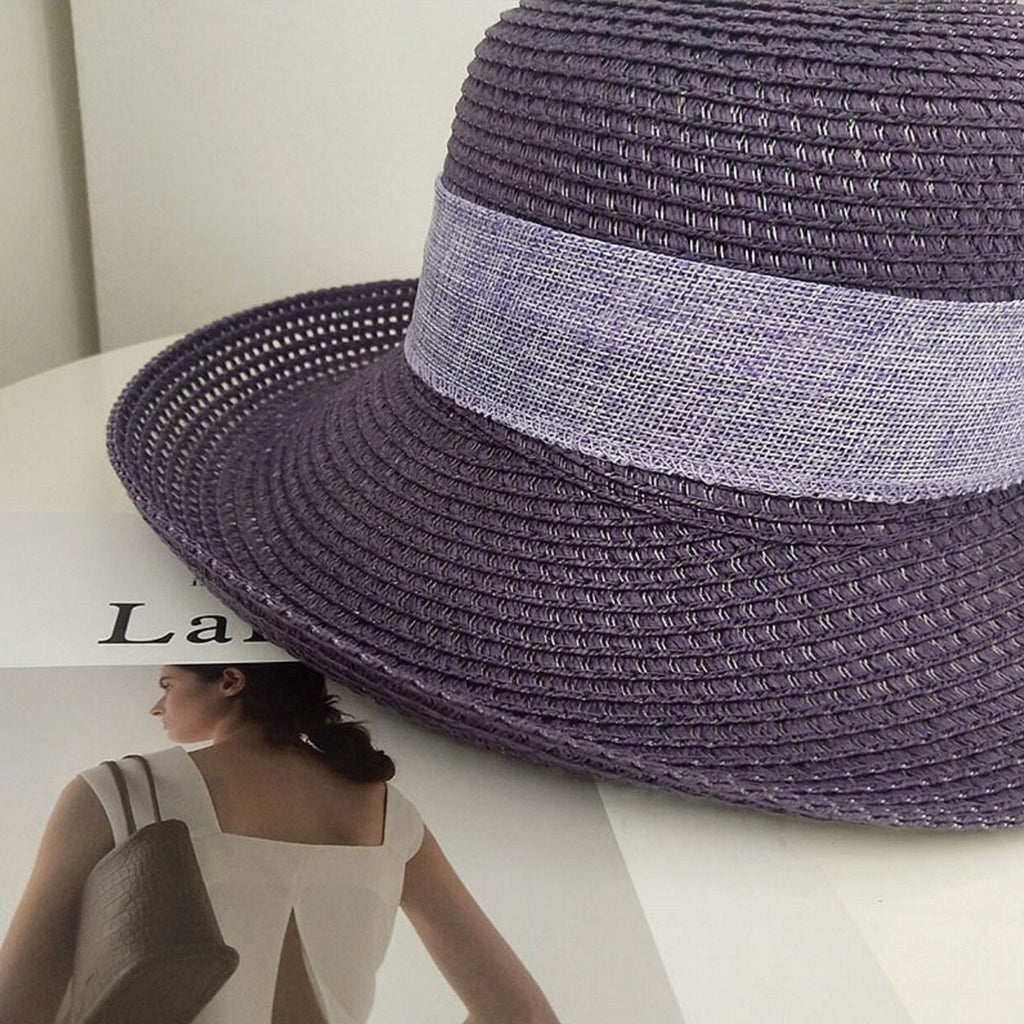 Anna-Kaci Women Straw Sun Hat Wide Brim Woven Beach Hat Bow Tie Detail Breathable Summer Hat