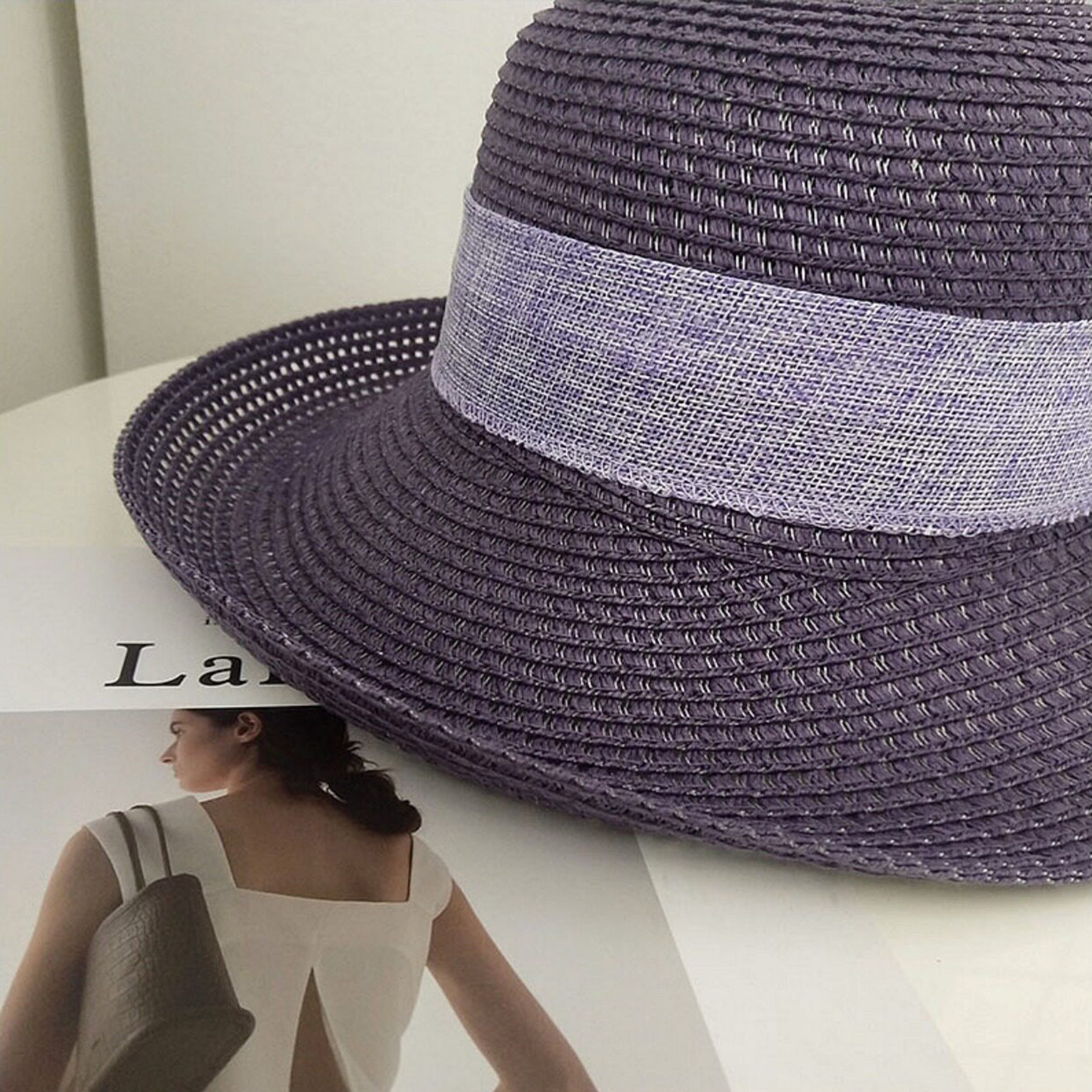 Anna-Kaci Women Straw Sun Hat Wide Brim Woven Beach Hat Bow Tie Detail Breathable Summer Hat