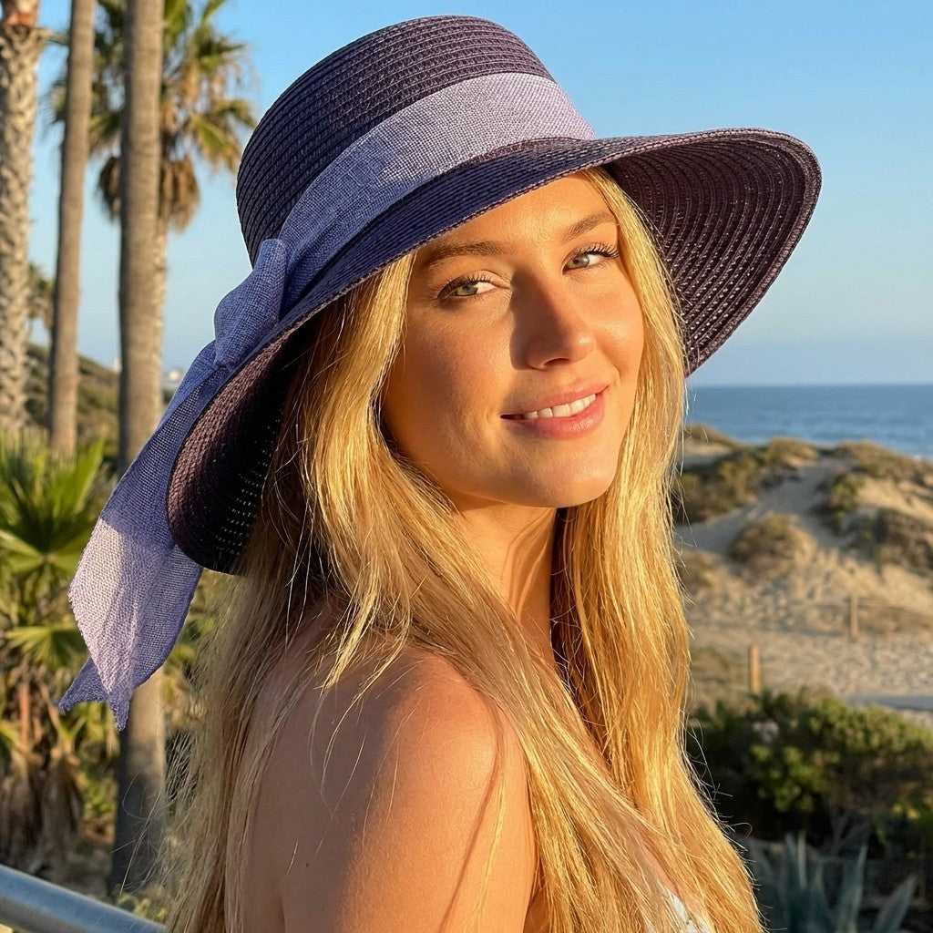 Anna-Kaci Women Straw Sun Hat Wide Brim Woven Beach Hat Bow Tie Detail Breathable Summer Hat