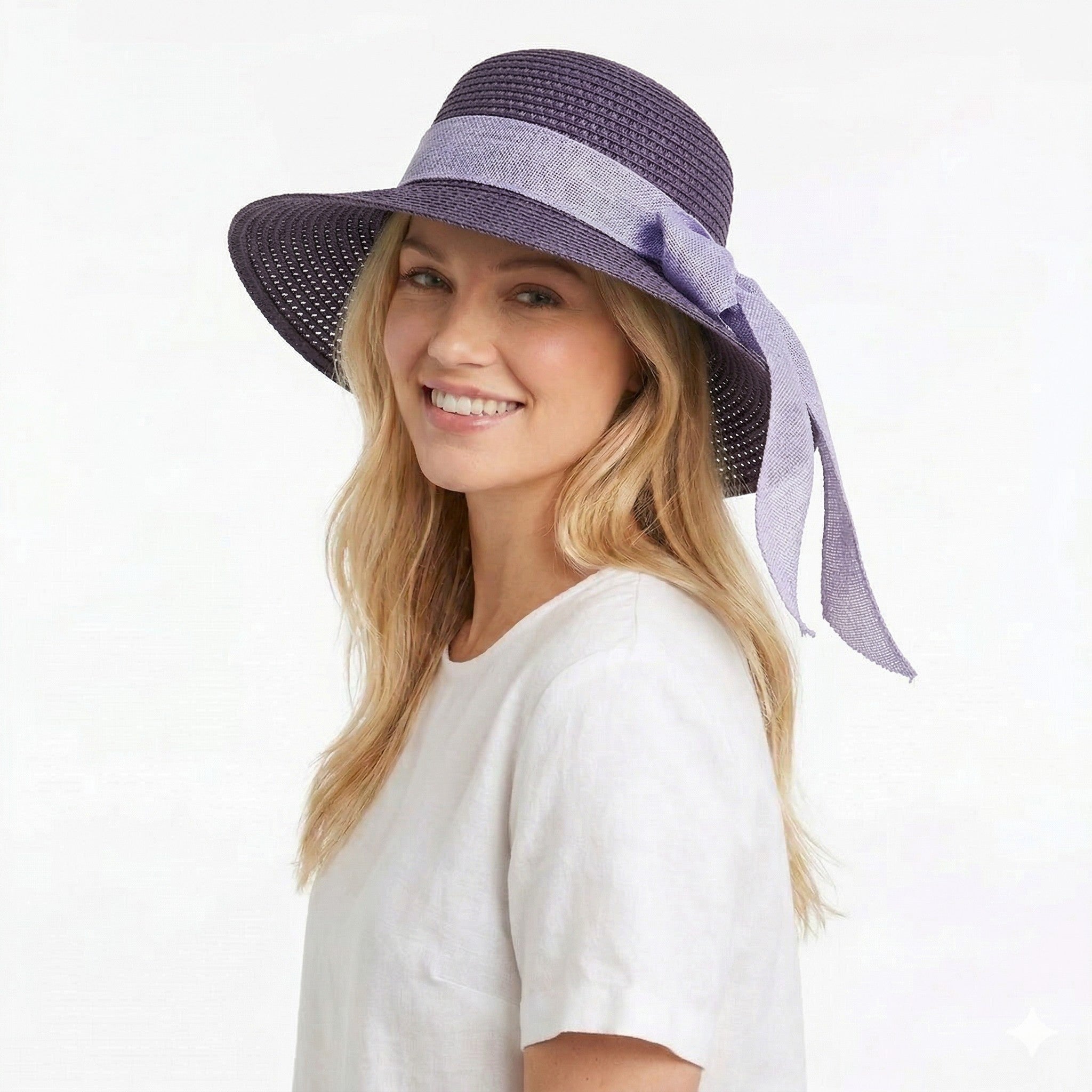 Anna-Kaci Women Straw Sun Hat Wide Brim Woven Beach Hat Bow Tie Detail Breathable Summer Hat