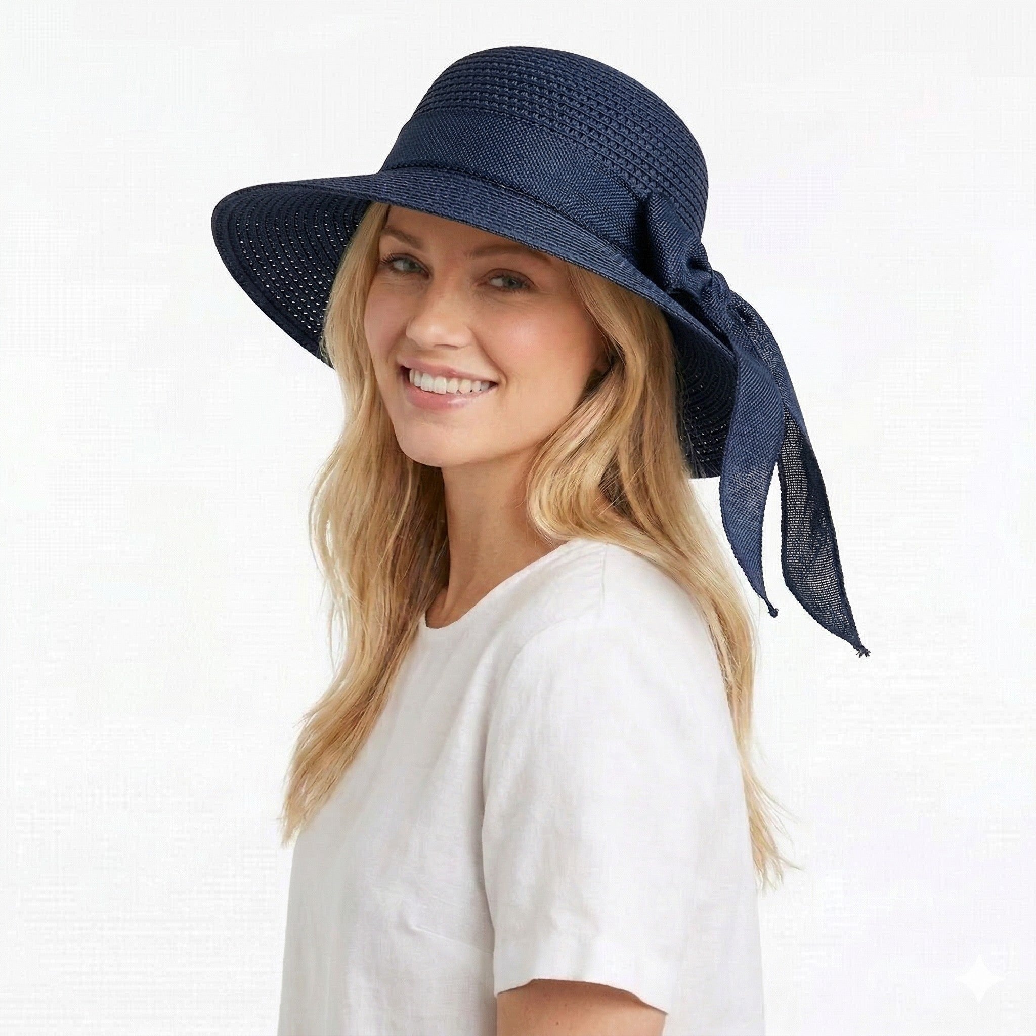 Anna-Kaci Women Straw Sun Hat Wide Brim Woven Beach Hat Bow Tie Detail Breathable Summer Hat