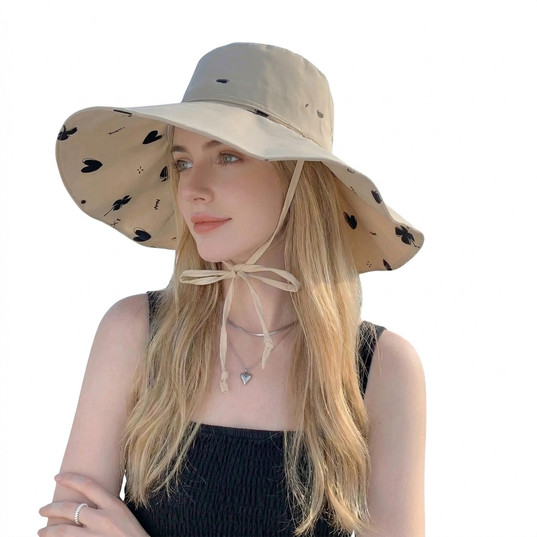 Anna-Kaci Women's Reversible Bucket Hat Wide Brim Sun Hat Floral Print Adjustable Chin Strap Outdoor Beach Hat
