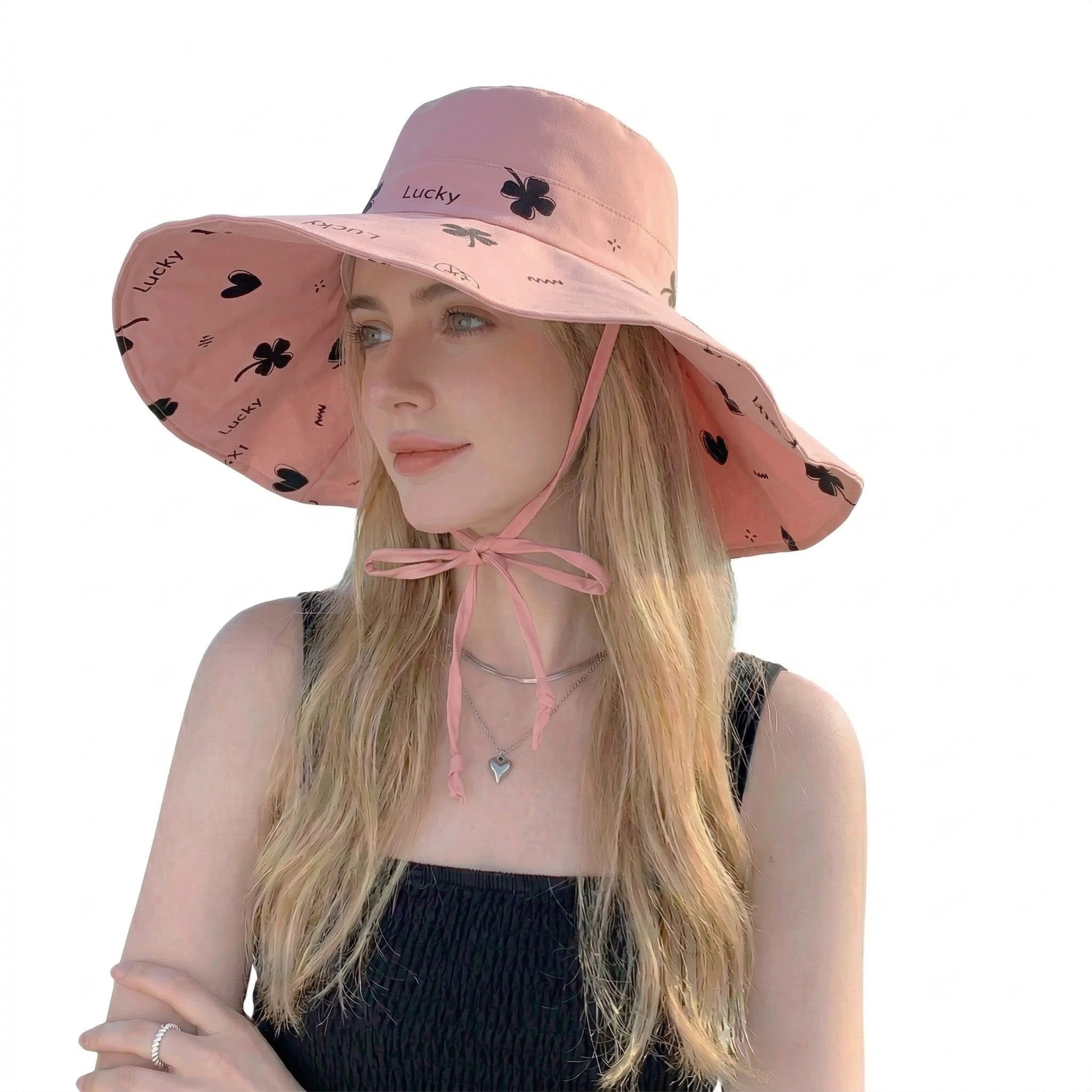 Anna-Kaci Women's Reversible Bucket Hat Wide Brim Sun Hat Floral Print Adjustable Chin Strap Outdoor Beach Hat