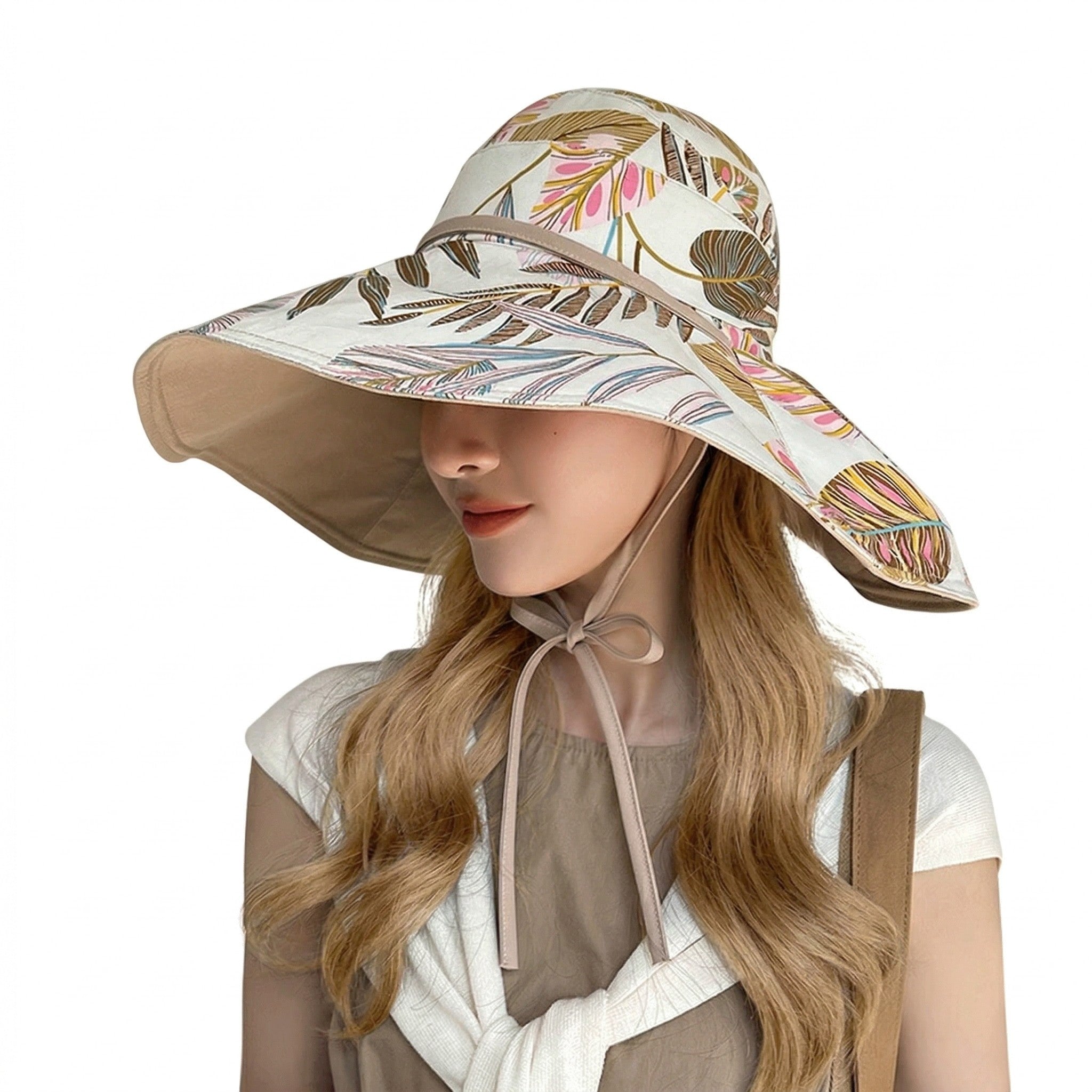 Anna-Kaci Women's Reversible Wide Brim Sun Hat UV Protection Floral Print Beach Outdoor Bucket Hat