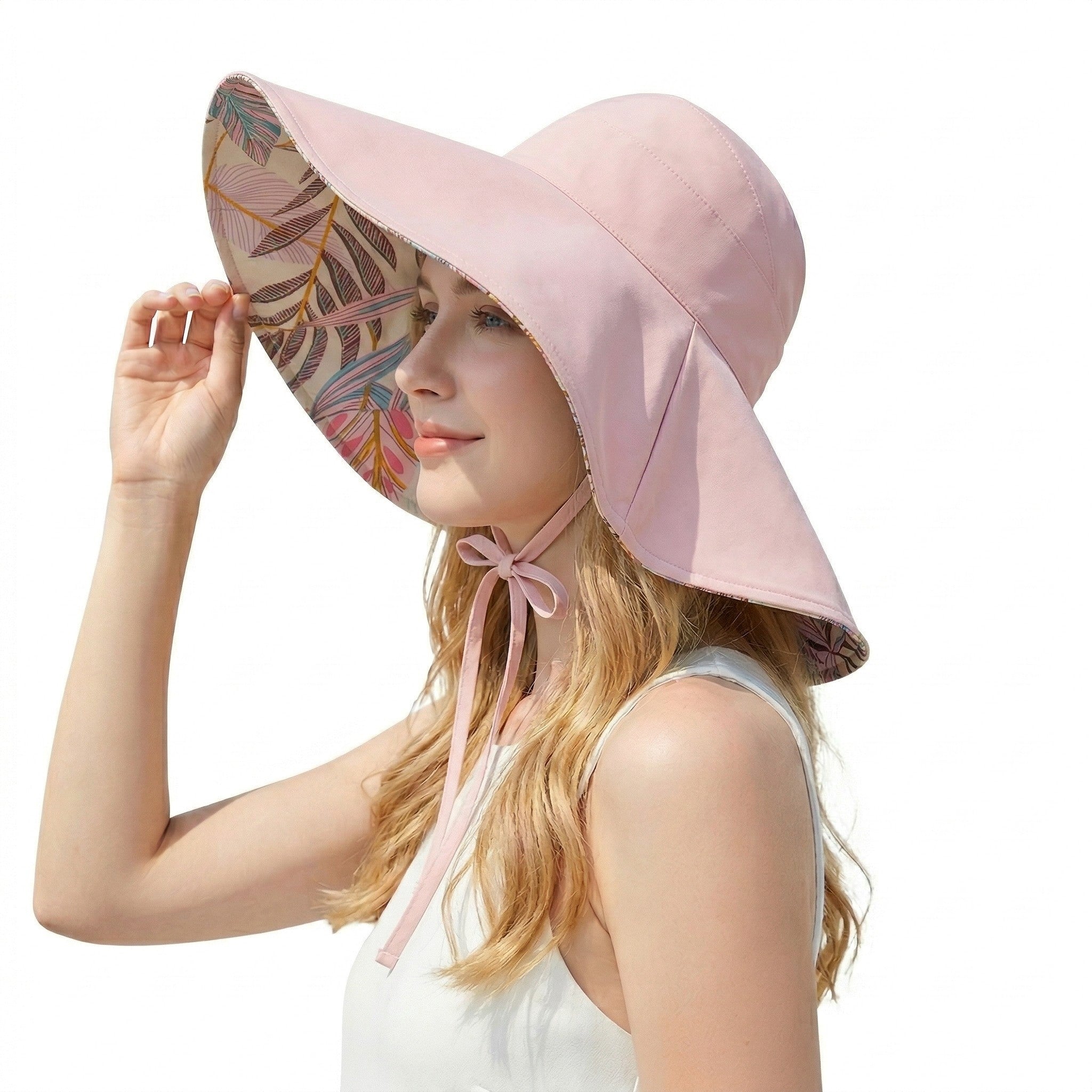 Anna-Kaci Women's Reversible Wide Brim Sun Hat UV Protection Floral Print Beach Outdoor Bucket Hat