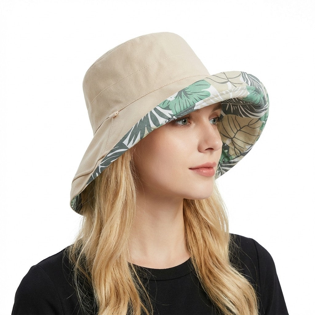 Anna-Kaci Women's Reversible Floral Bucket Hat Wide Brim Sun Hat UV Protection Beach Travel Cap