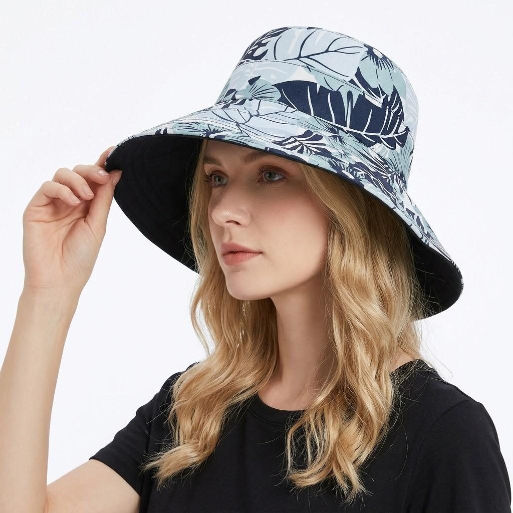 Anna-Kaci Women's Reversible Floral Bucket Hat Wide Brim Sun Hat UV Protection Beach Travel Cap