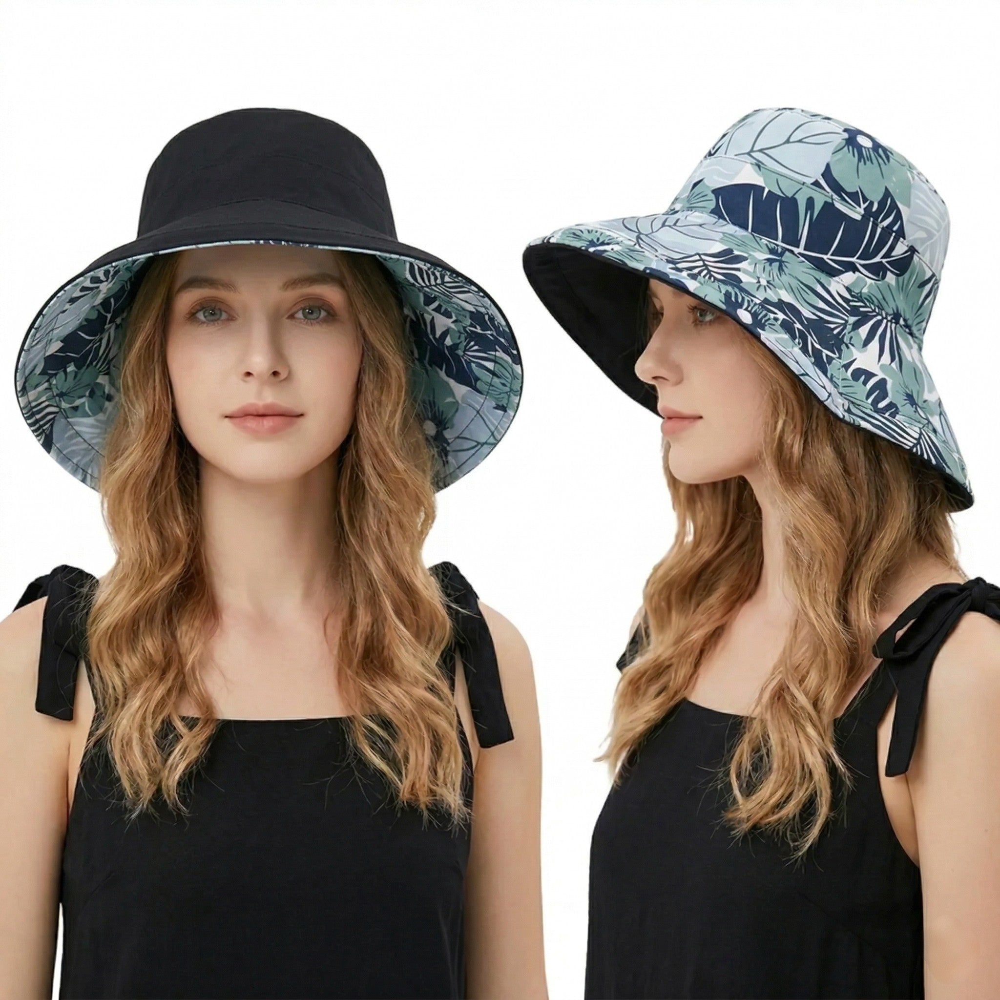 Anna-Kaci Women's Reversible Floral Bucket Hat Wide Brim Sun Hat UV Protection Beach Travel Cap