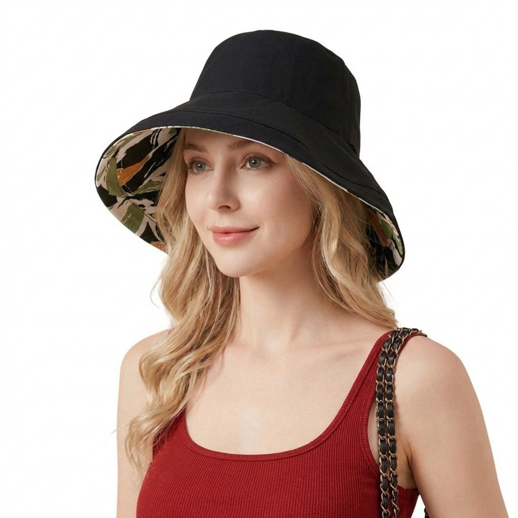 Anna-Kaci Women's Reversible Floral Bucket Hat Wide Brim Sun Hat UV Protection Beach Travel Cap
