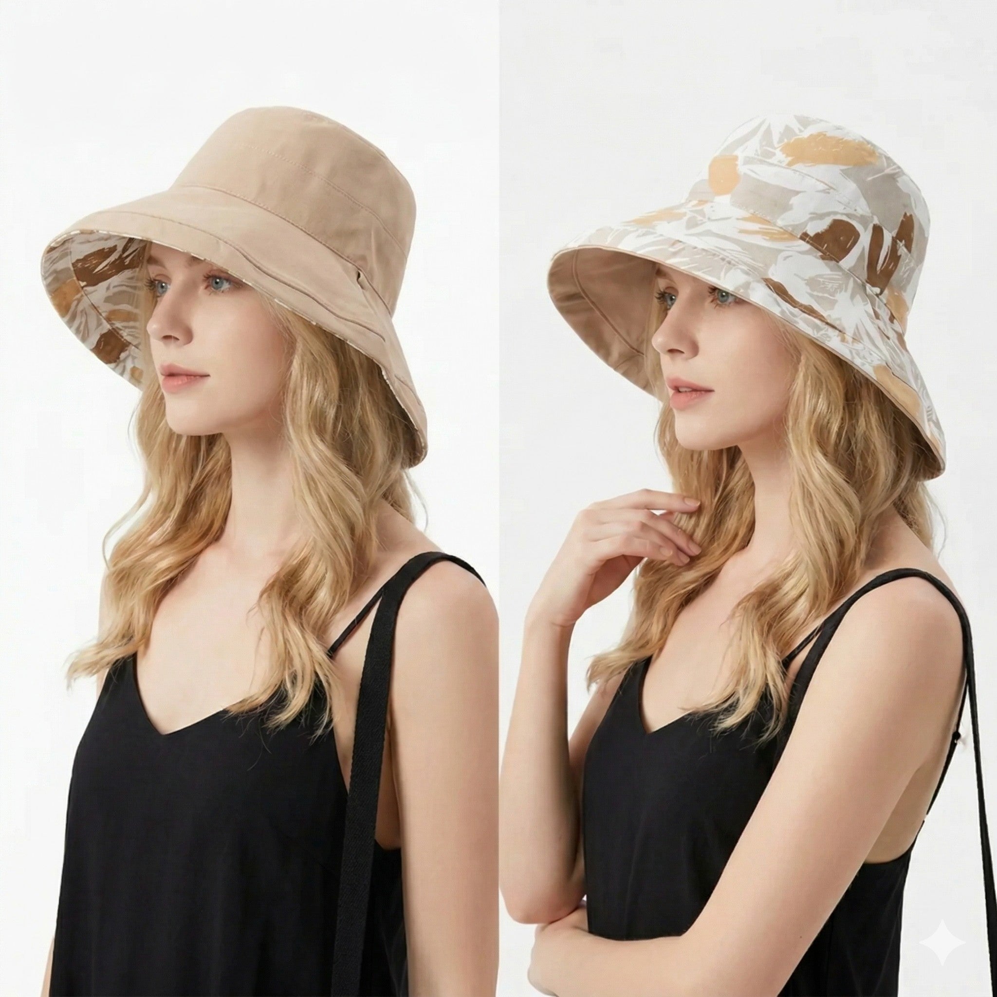Anna-Kaci Women's Reversible Floral Bucket Hat Wide Brim Sun Hat UV Protection Beach Travel Cap