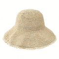 Anna-Kaci Women Straw Bucket Hat Wide Brim Lightweight Sun Hat with Lace Trim Detail