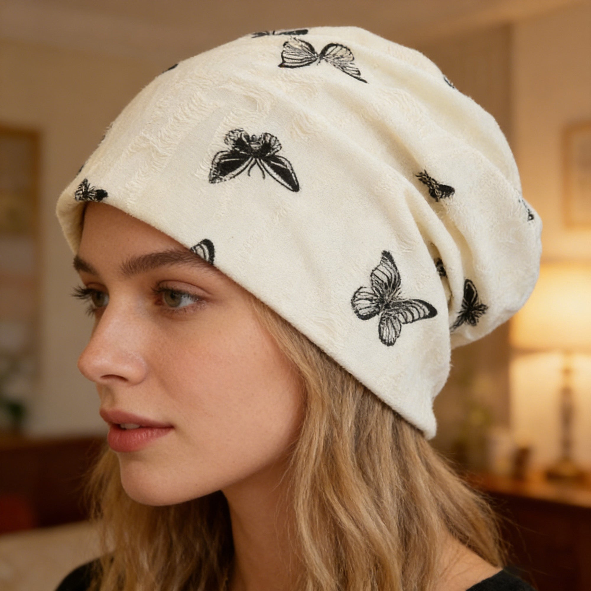 Anna-Kaci Women Butterfly Embroidery Slouchy Beanie Soft Lightweight Breathable Casual Hat