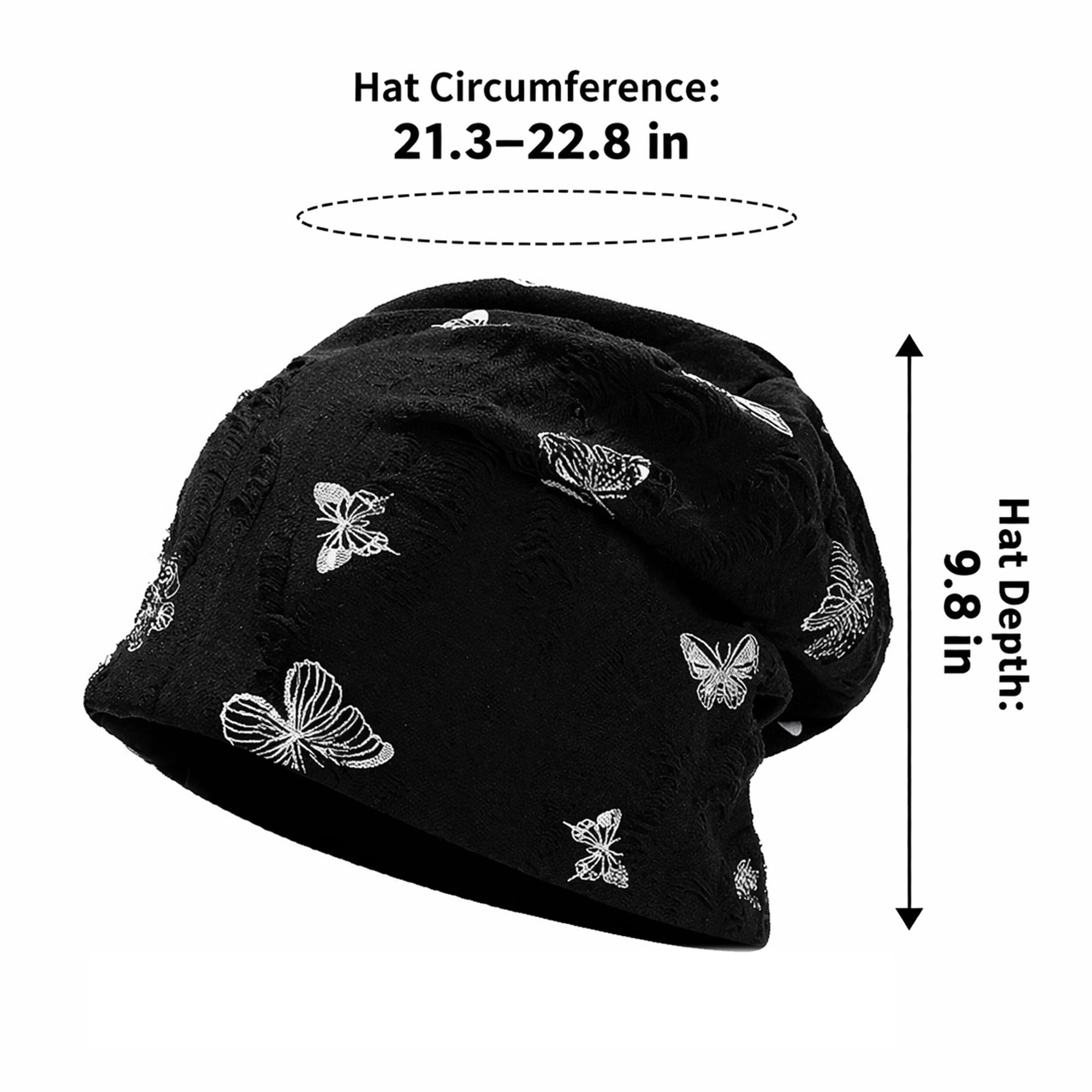 Anna-Kaci Women Butterfly Embroidery Slouchy Beanie Soft Lightweight Breathable Casual Hat