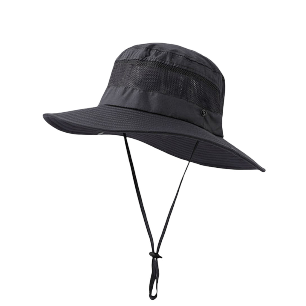 Anna-Kaci Women Wide Brim Sun Hat with Ponytail Opening Adjustable Chin Strap Breathable Mesh Panel