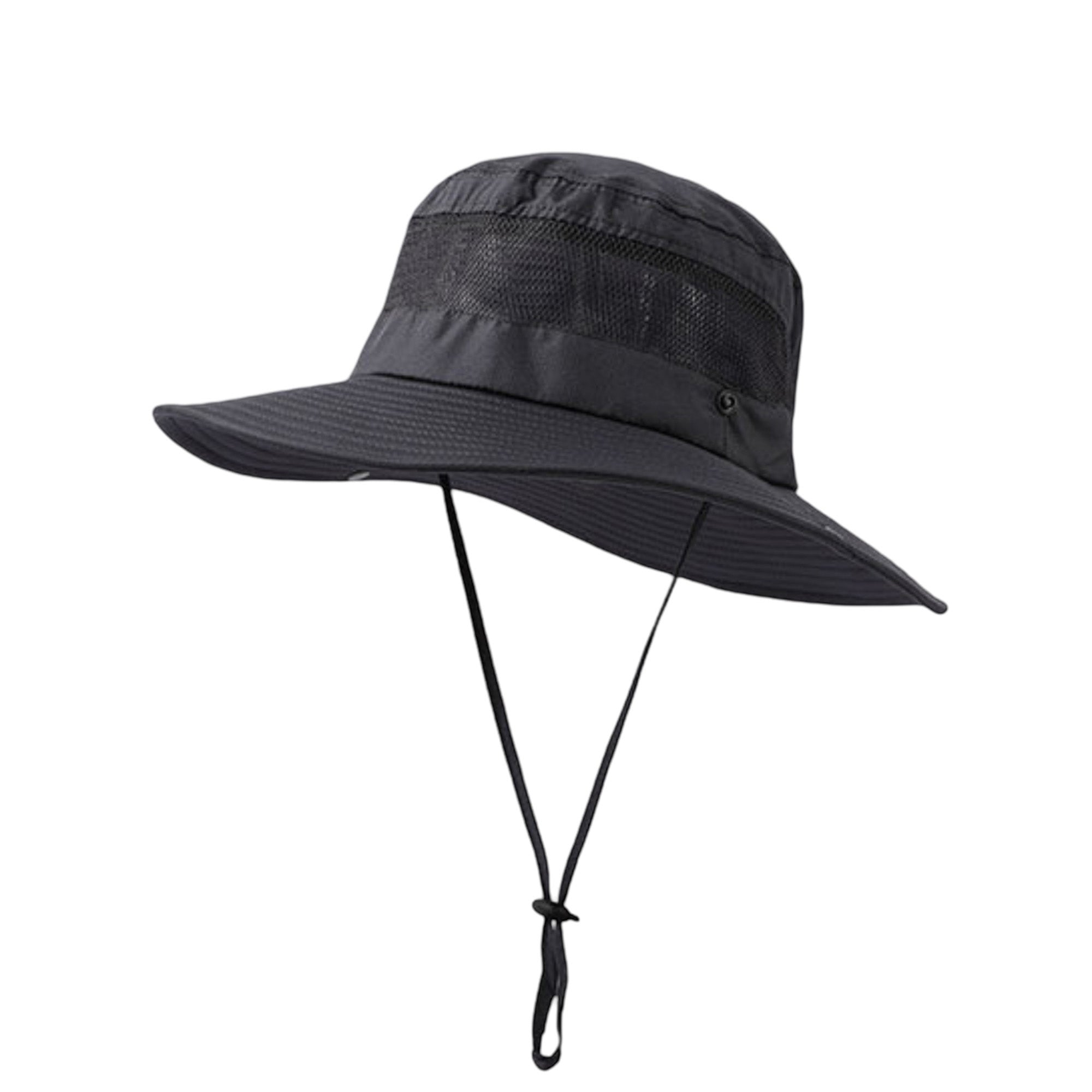 Anna-Kaci Women Wide Brim Sun Hat with Ponytail Opening Adjustable Chin Strap Breathable Mesh Panel
