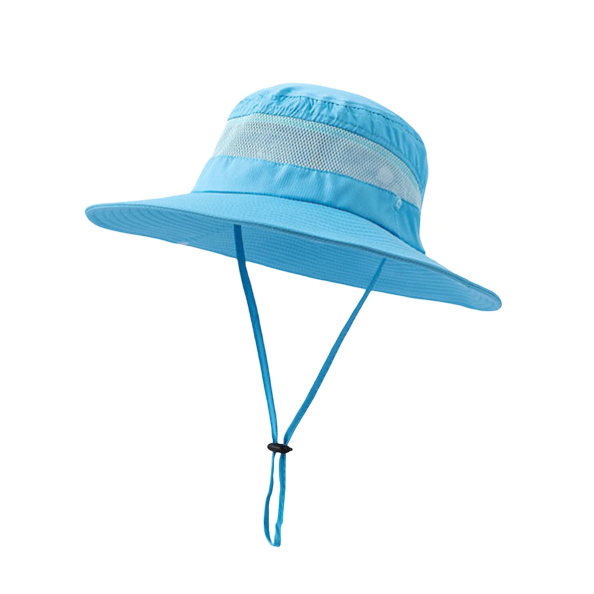 Anna-Kaci Women Wide Brim Sun Hat with Ponytail Opening Adjustable Chin Strap Breathable Mesh Panel
