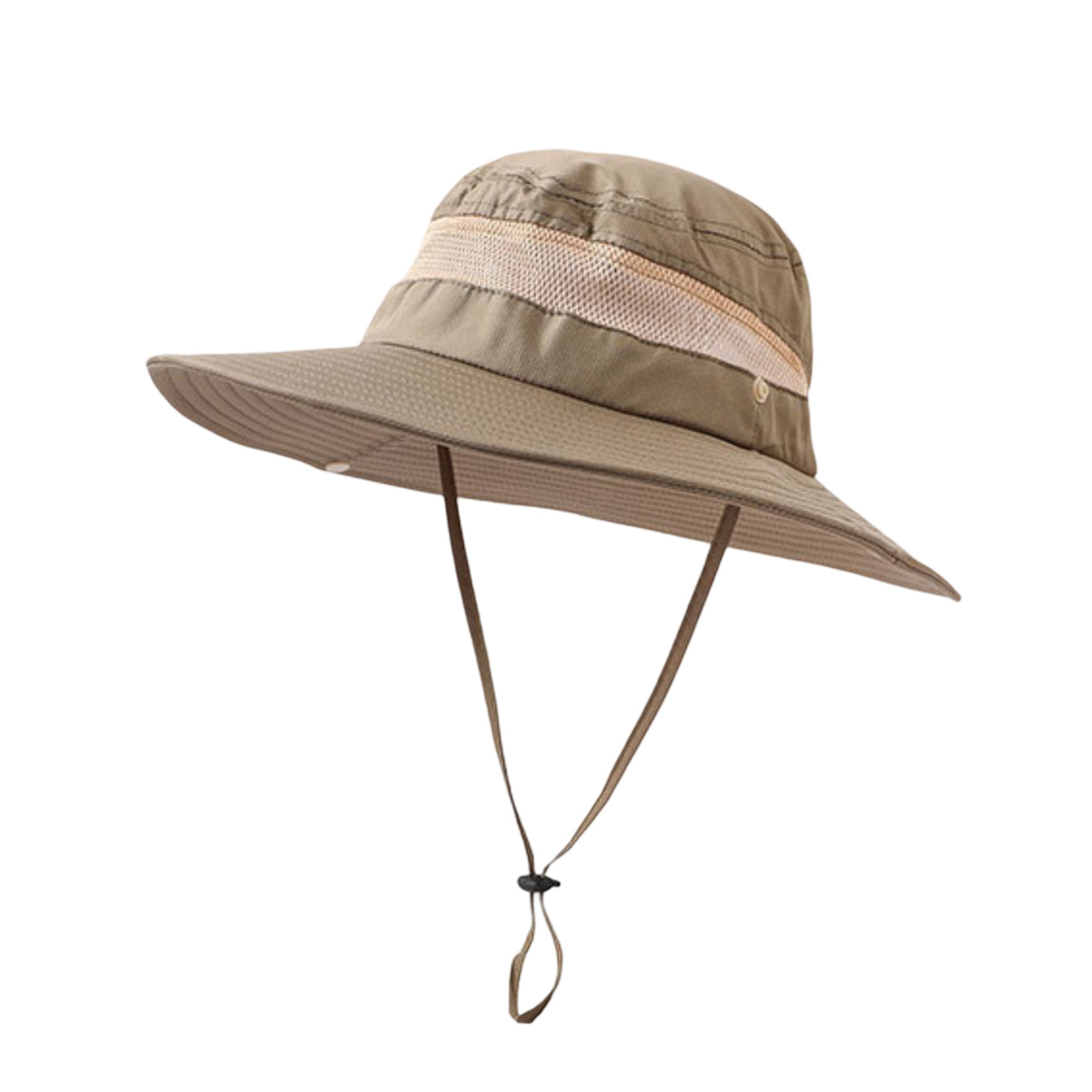 Anna-Kaci Women Wide Brim Sun Hat with Ponytail Opening Adjustable Chin Strap Breathable Mesh Panel