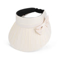 Anna-Kaci Women Wide Brim Visor Hat Pleated Design Adjustable Back Strap Sun Visor with Bow Detail