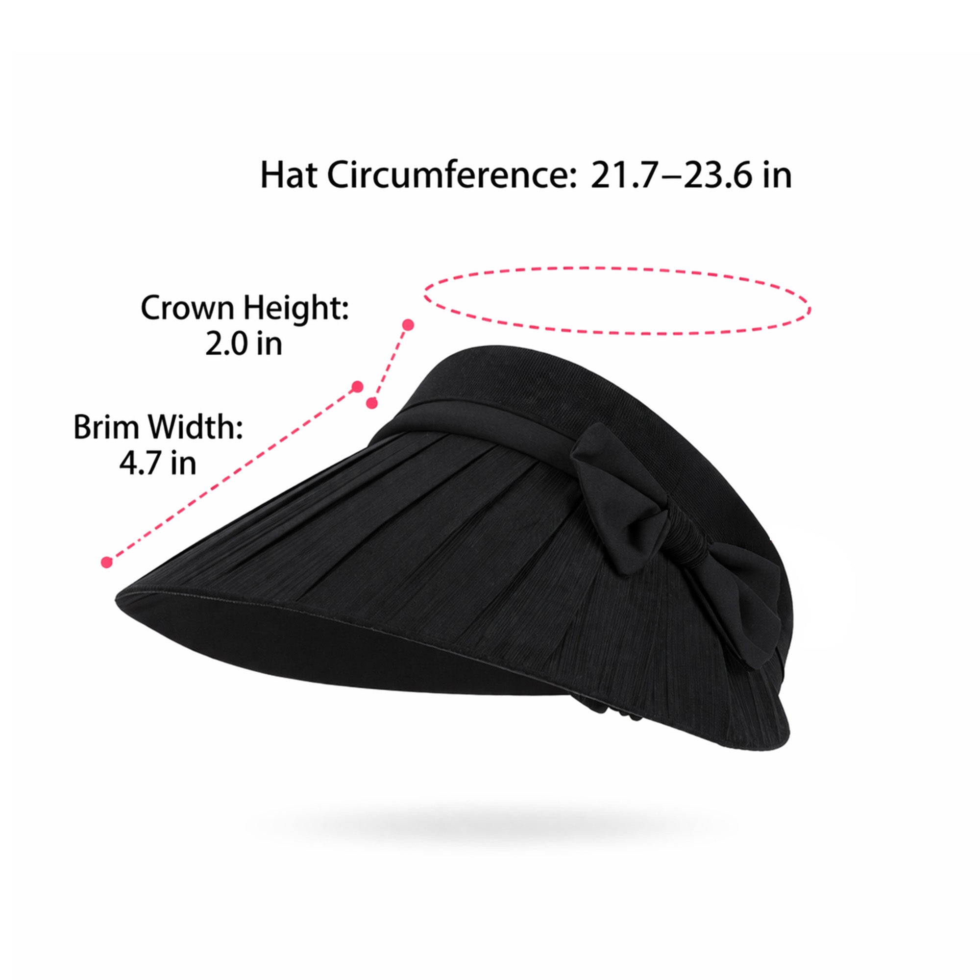Anna-Kaci Women Wide Brim Visor Hat Pleated Design Adjustable Back Strap Sun Visor with Bow Detail
