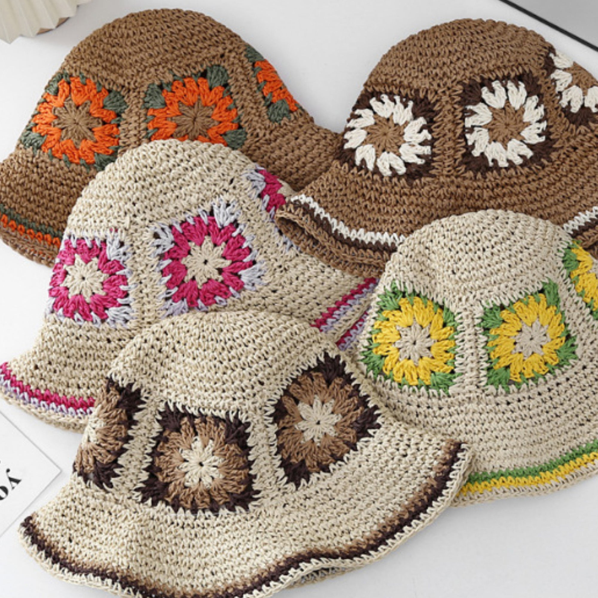 Anna-Kaci Women Bucket Hat Wide Brim Crochet Pattern Lightweight Casual Sun Hat