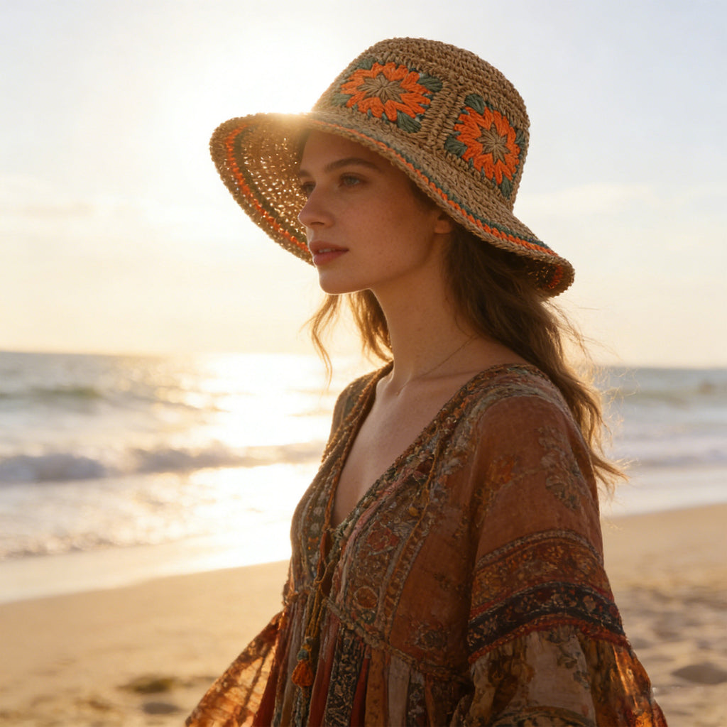 Anna-Kaci Women Bucket Hat Wide Brim Crochet Pattern Lightweight Casual Sun Hat