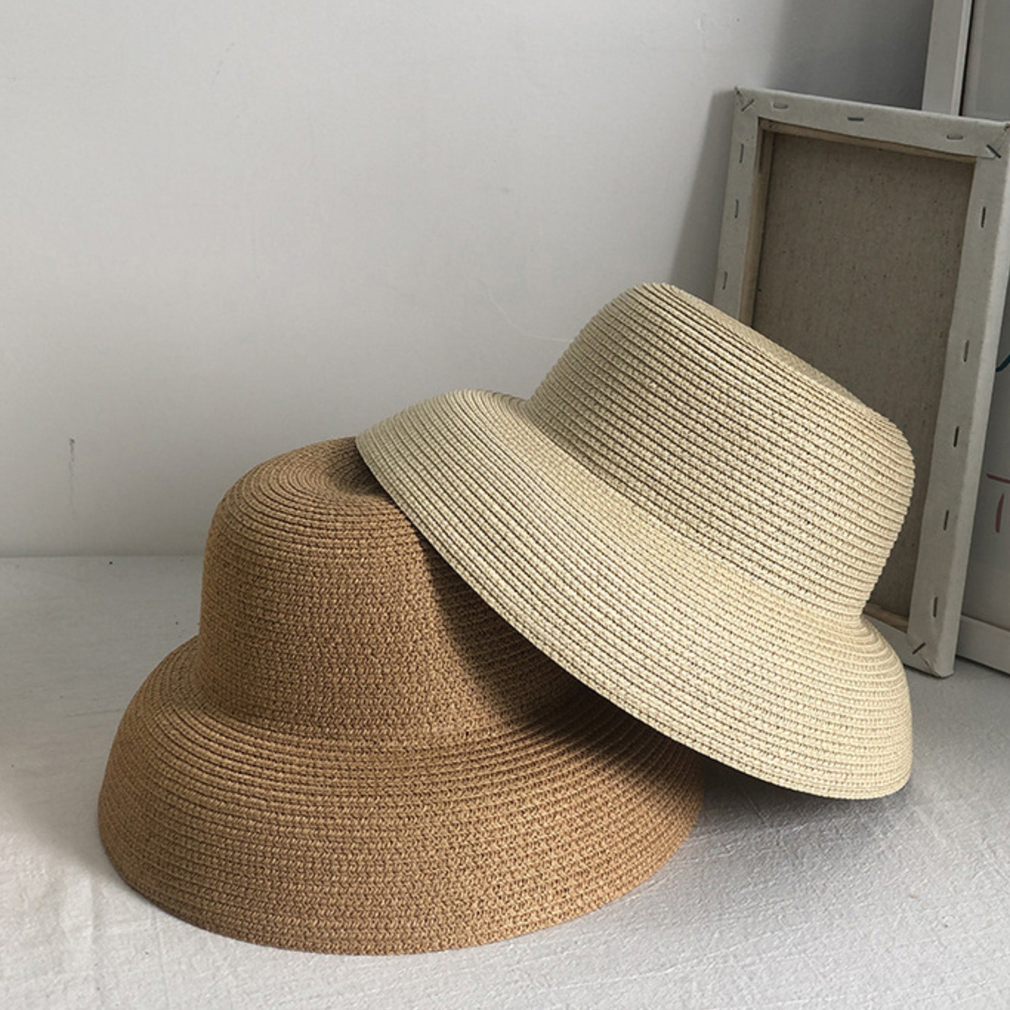 Anna-Kaci Women Wide Brim Bucket Hat Lightweight Woven Sun Hat Classic Solid Casual Hat
