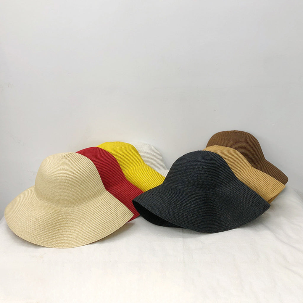 Anna-Kaci Women Wide Brim Bucket Hat Lightweight Woven Sun Hat Classic Solid Casual Hat