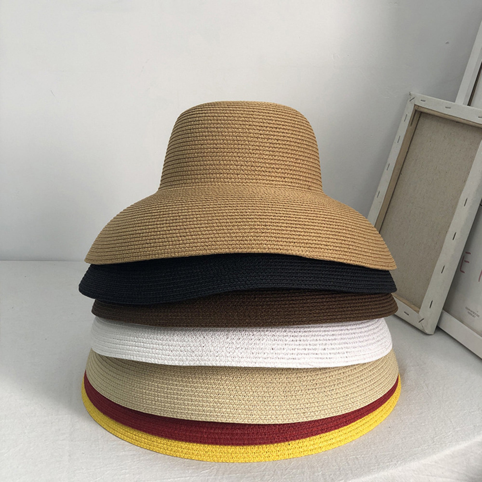 Anna-Kaci Women Wide Brim Bucket Hat Lightweight Woven Sun Hat Classic Solid Casual Hat