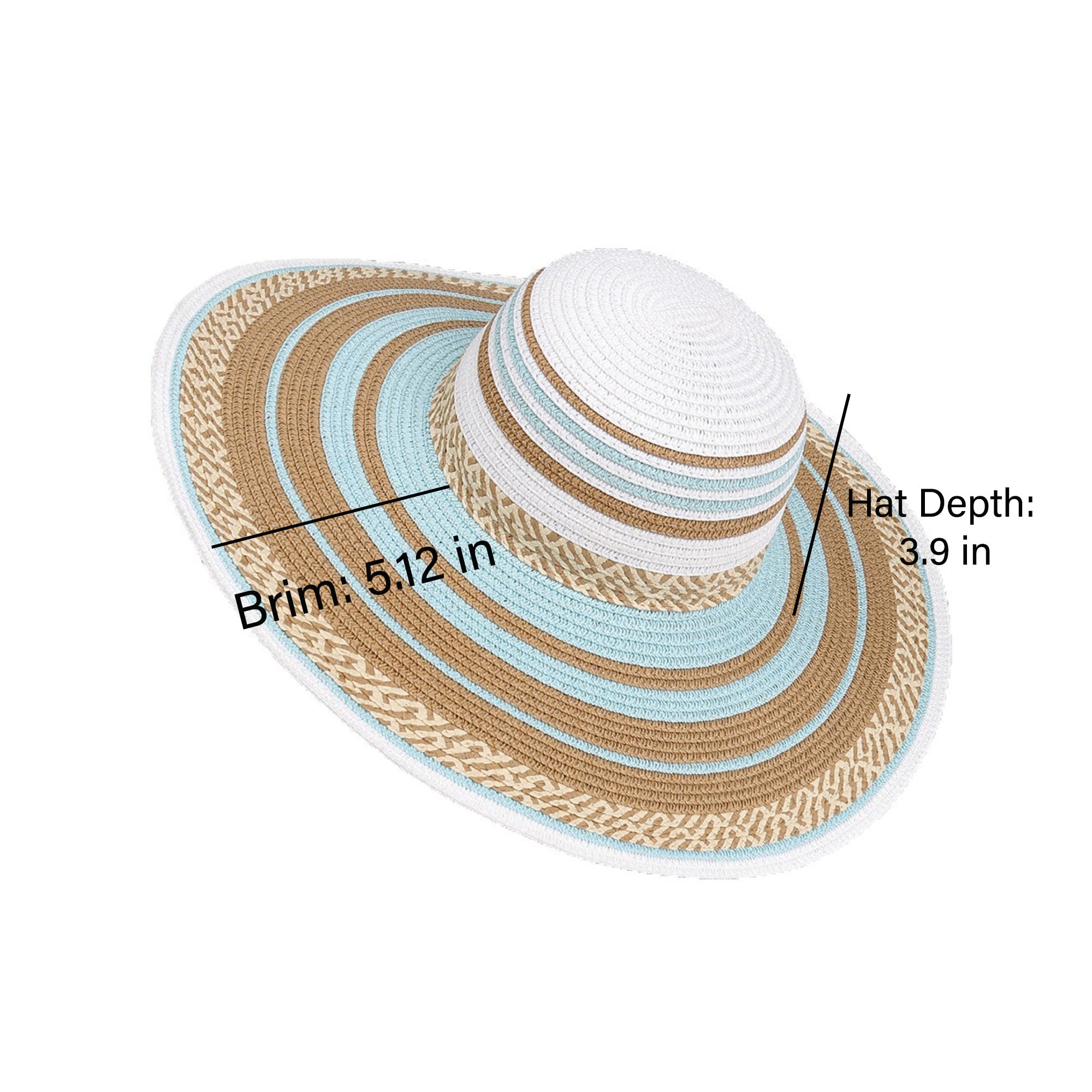 Anna-Kaci Women Wide Brim Sun Hat Striped Woven Design Lightweight Summer Hat Classic Floppy Style