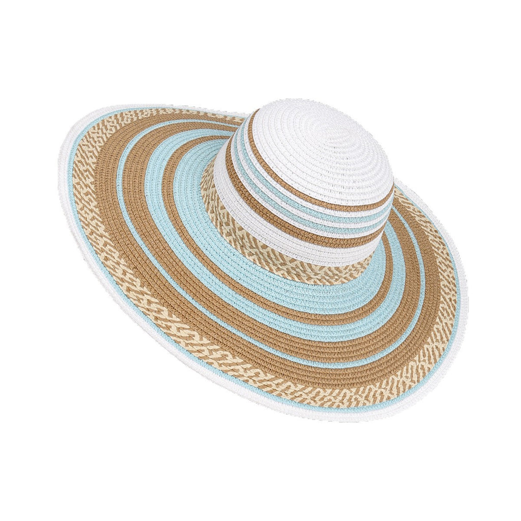 Anna-Kaci Women Wide Brim Sun Hat Striped Woven Design Lightweight Summer Hat Classic Floppy Style
