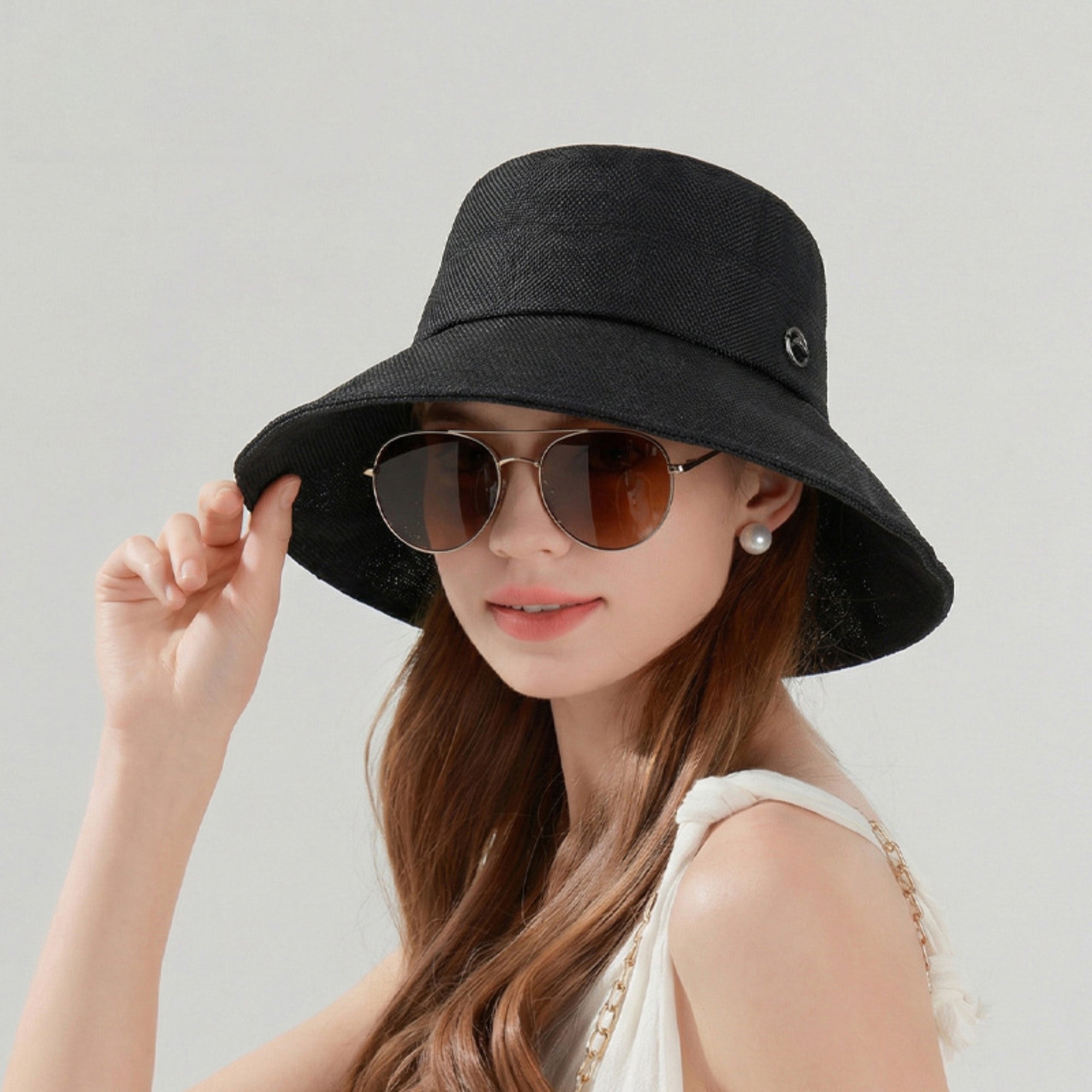 Anna-Kaci Women Wide Brim Bucket Hat Classic Solid Sun Hat Lightweight Casual Everyday Hat