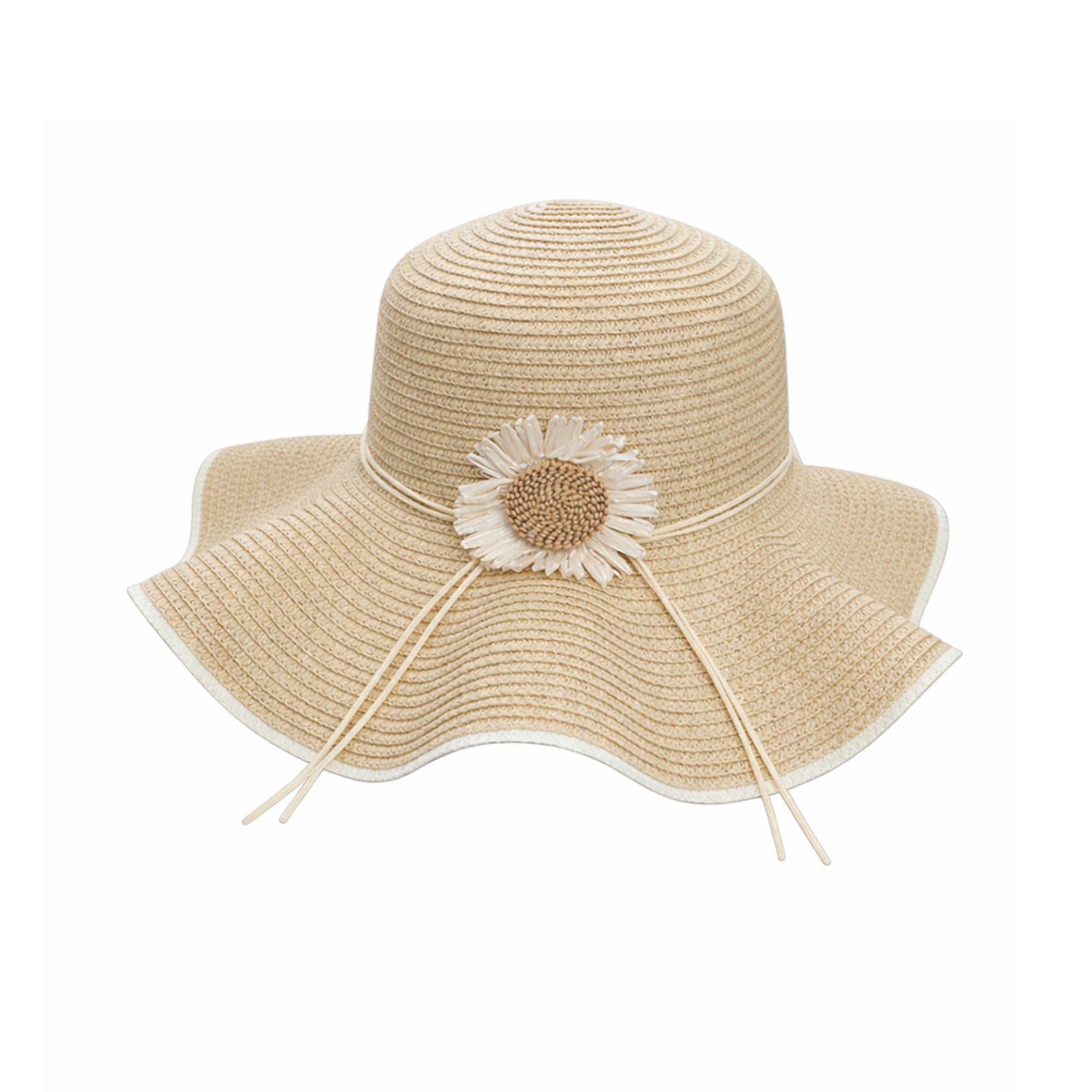 Anna-Kaci Women Wide Brim Sun Hat with Floral Accent Adjustable Fit Elegant Summer Beach Hat