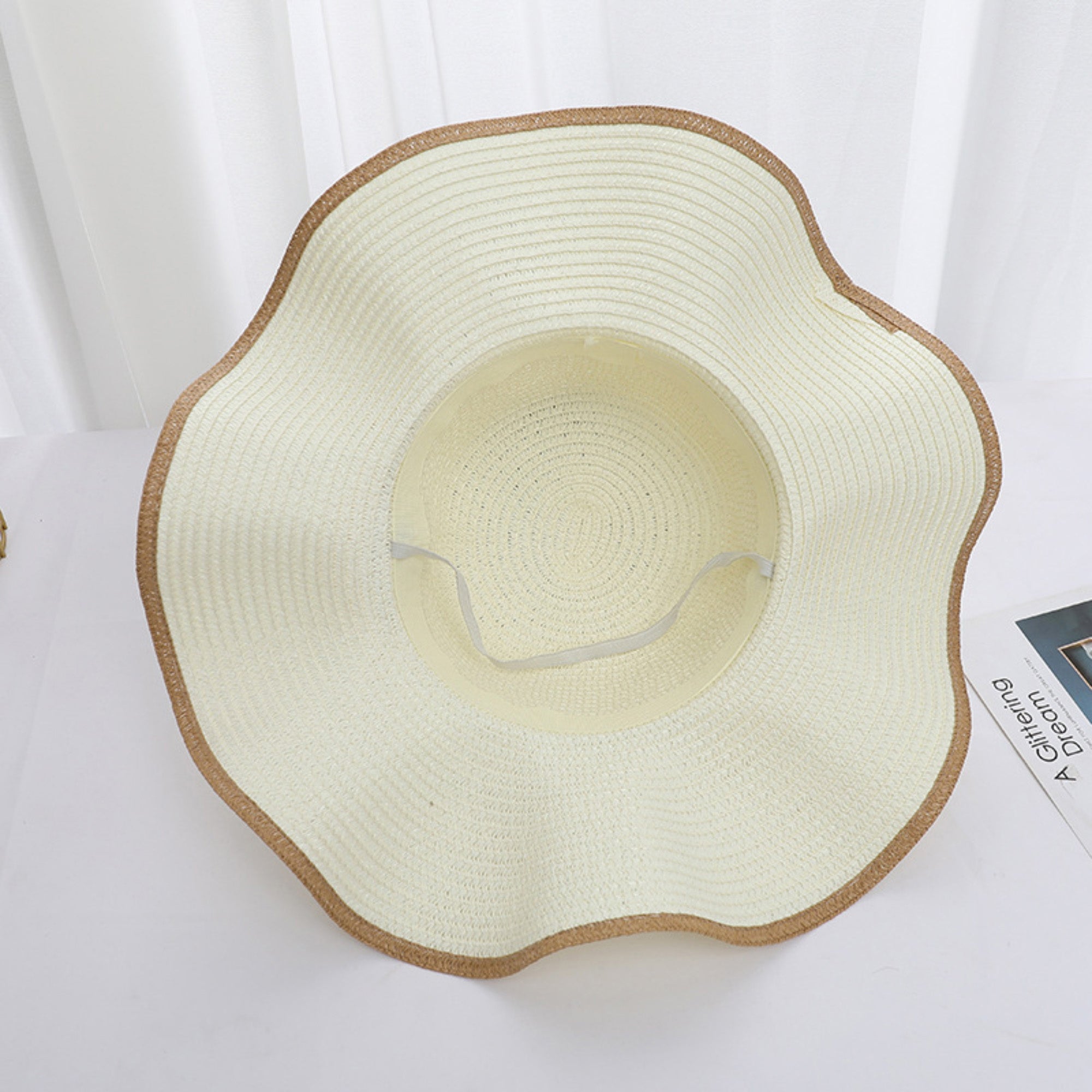 Anna-Kaci Women Wide Brim Sun Hat with Floral Accent Adjustable Fit Elegant Summer Beach Hat