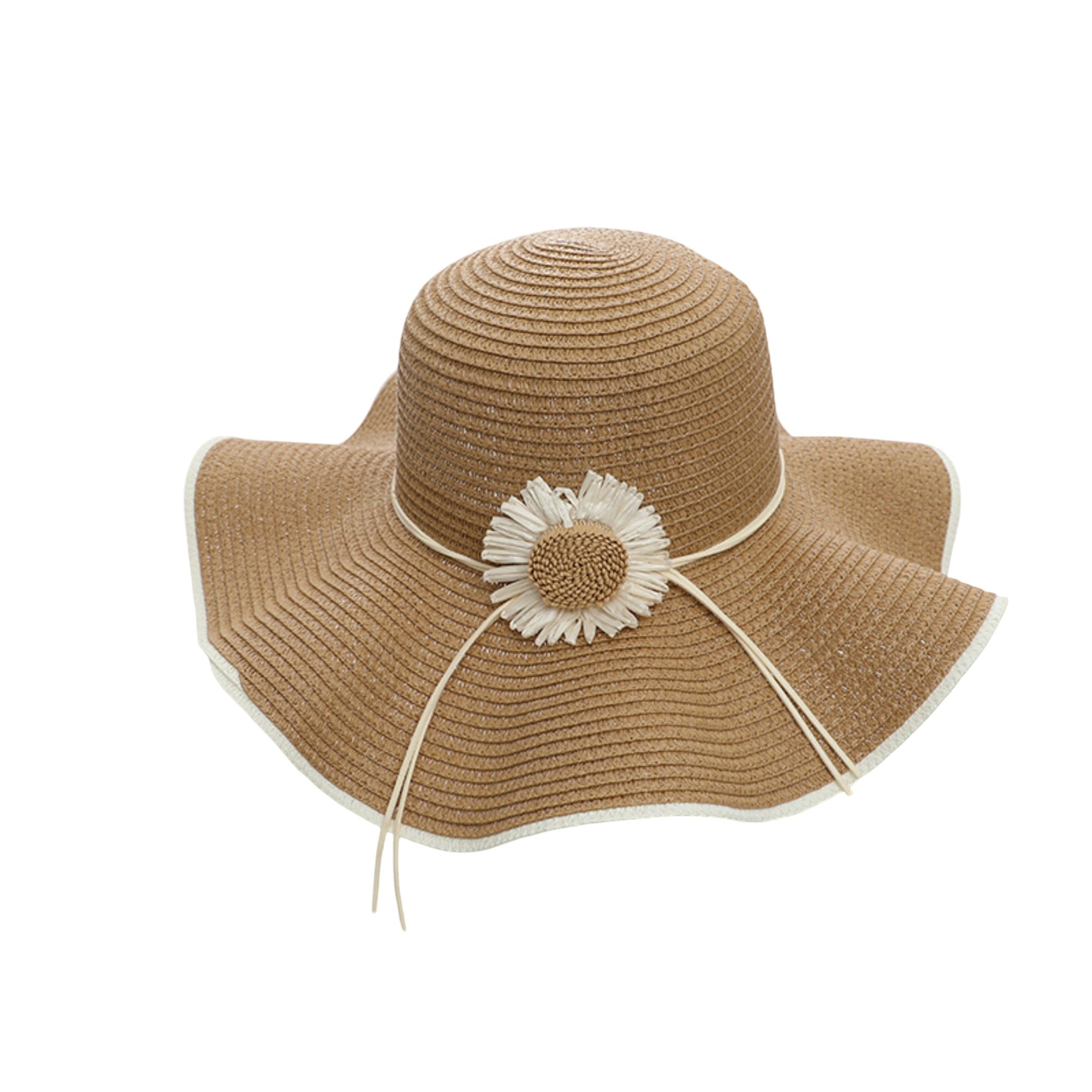 Anna-Kaci Women Wide Brim Sun Hat with Floral Accent Adjustable Fit Elegant Summer Beach Hat