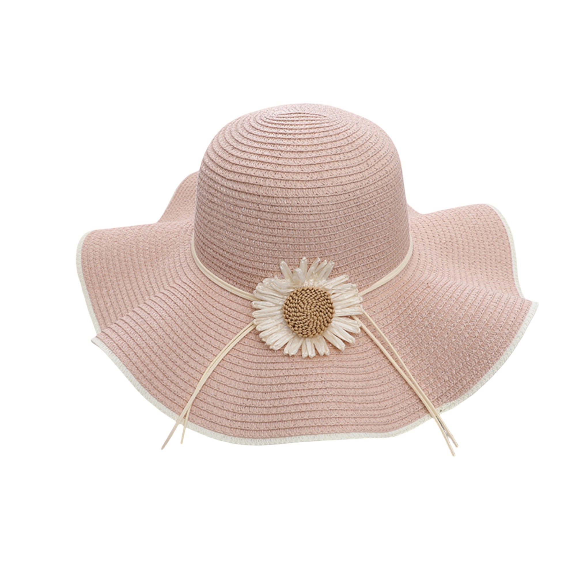 Anna-Kaci Women Wide Brim Sun Hat with Floral Accent Adjustable Fit Elegant Summer Beach Hat