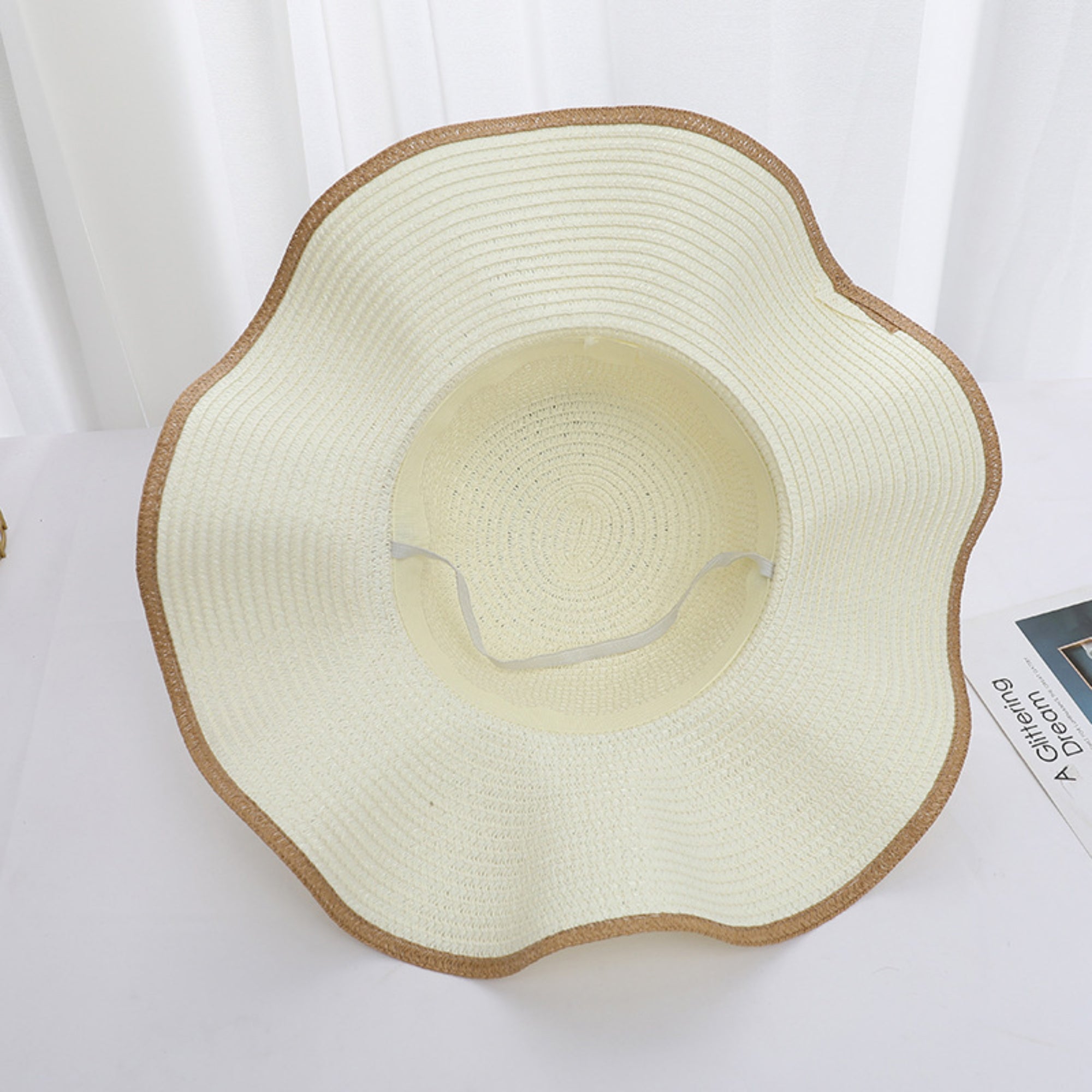 Anna-Kaci Women Wide Brim Sun Hat with Floral Accent Adjustable Fit Elegant Summer Beach Hat