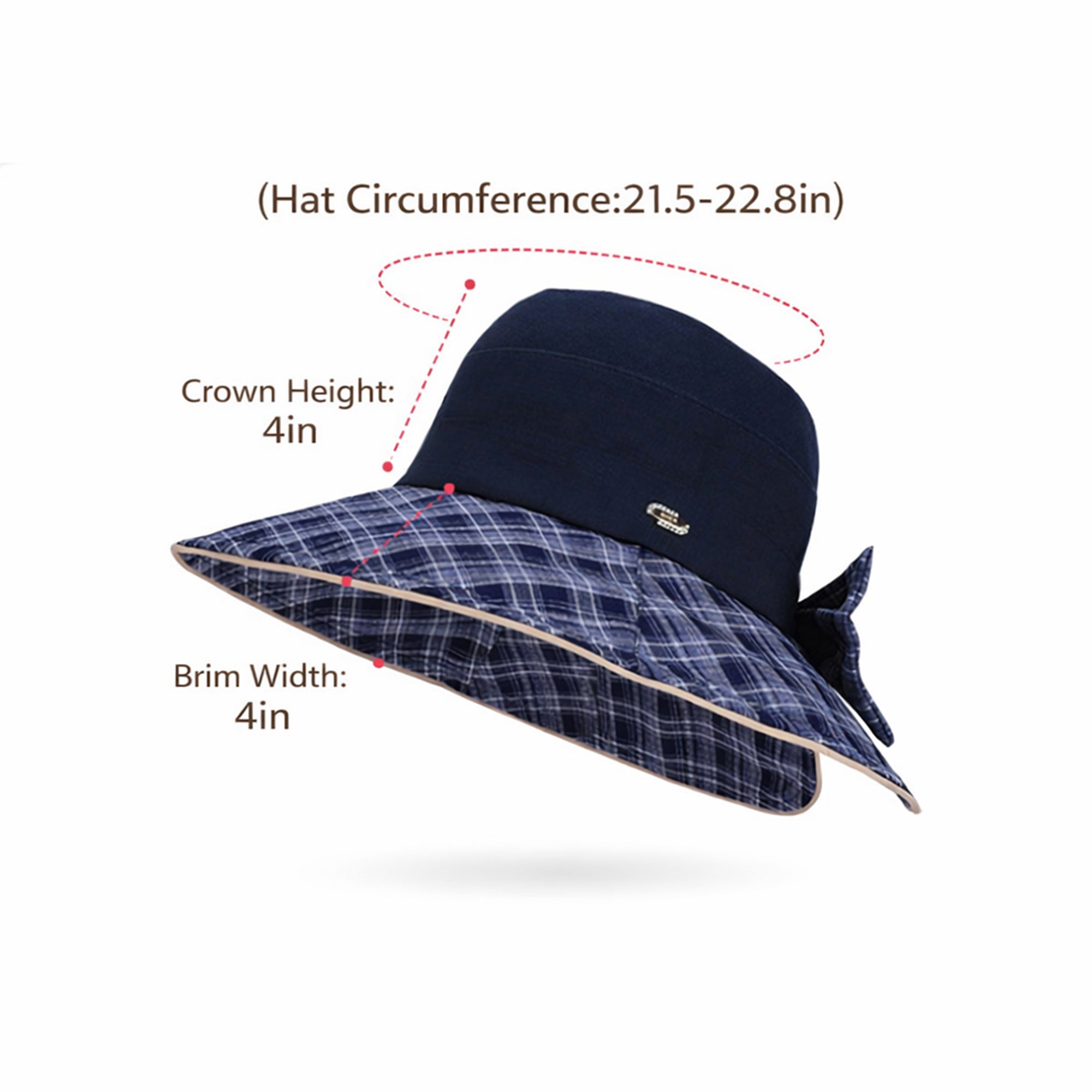 Anna-Kaci Wide Brim Sun Hat with Bow Detail Adjustable Fit Summer Bucket Hat