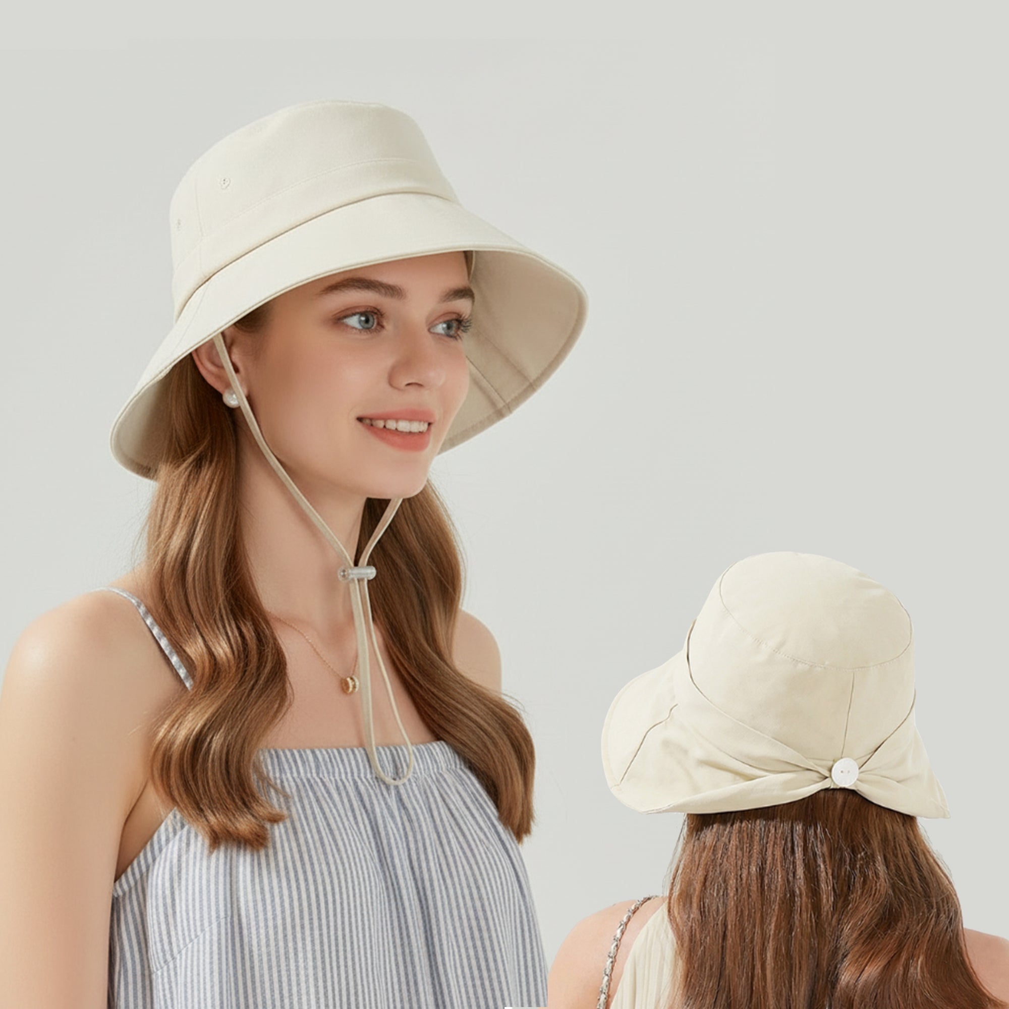 Anna-Kaci Wide Brim Sun Hat with Chin Strap Adjustable Fit UV Protection Bucket Hat