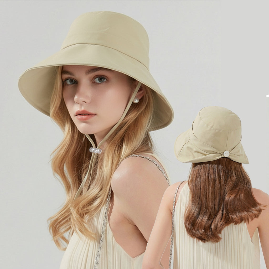 Anna-Kaci Wide Brim Sun Hat with Chin Strap Adjustable Fit UV Protection Bucket Hat