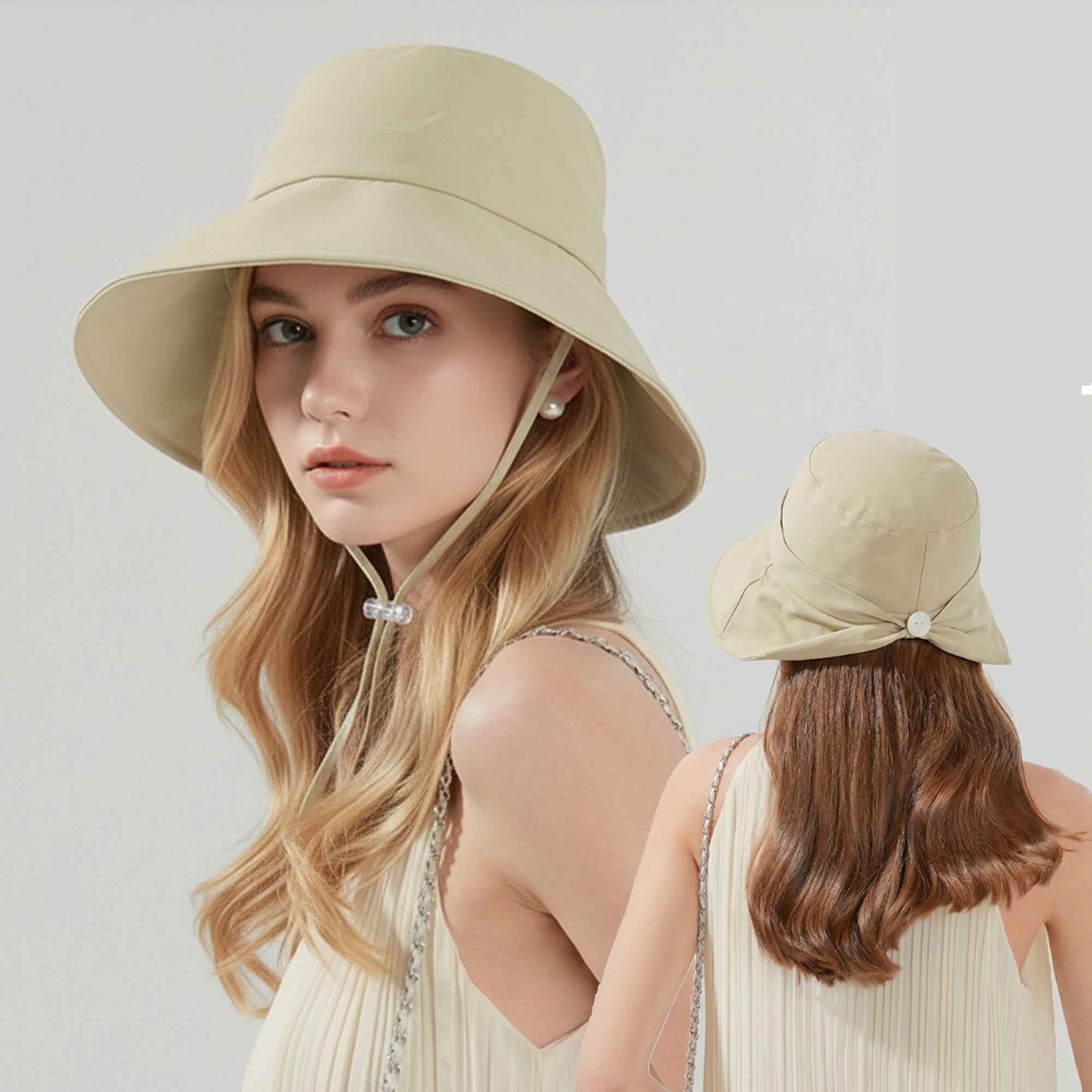Anna-Kaci Wide Brim Sun Hat with Chin Strap Adjustable Fit UV Protection Bucket Hat