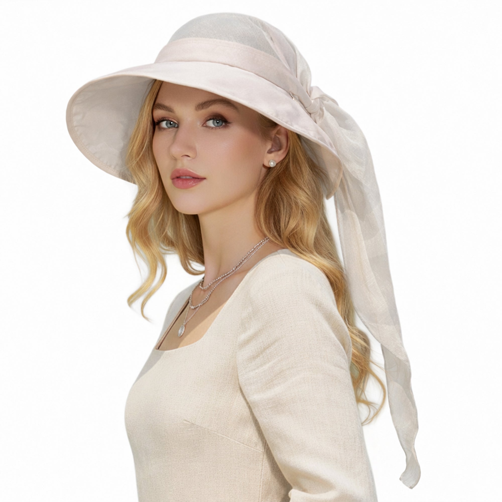 Anna-Kaci Wide Brim Sun Hat with Neck Flap Convertible Headband UV Protection Summer Hat