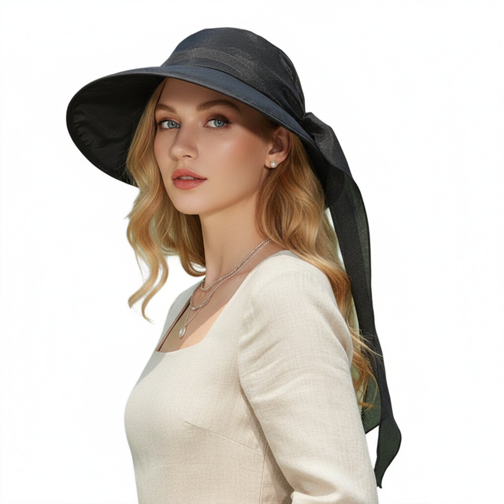 Anna-Kaci Wide Brim Sun Hat with Neck Flap Convertible Headband UV Protection Summer Hat