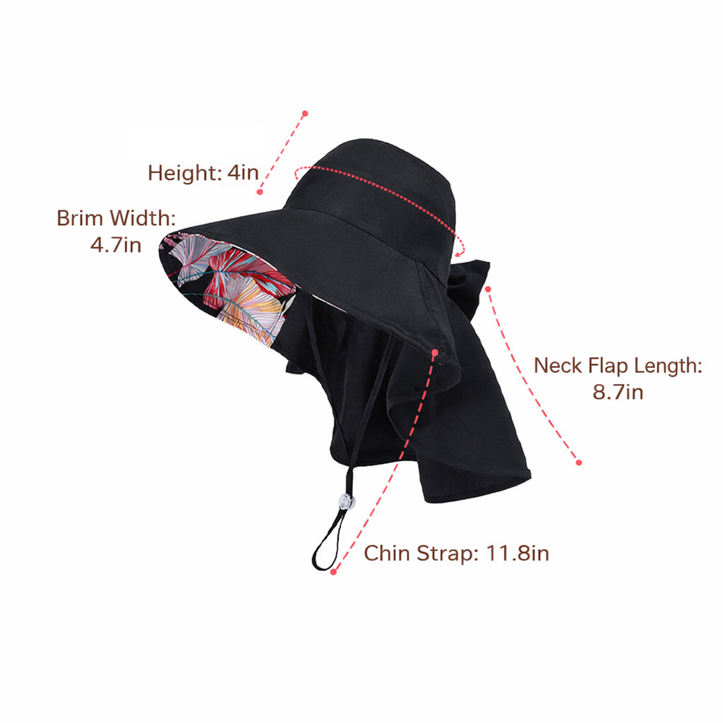 Anna-Kaci Wide Brim Sun Hat with Ponytail Opening Neck Flap Bow Detail UV Protection Summer Hat