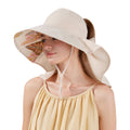 Anna-Kaci Wide Brim Sun Hat with Ponytail Opening Neck Flap Bow Detail UV Protection Summer Hat