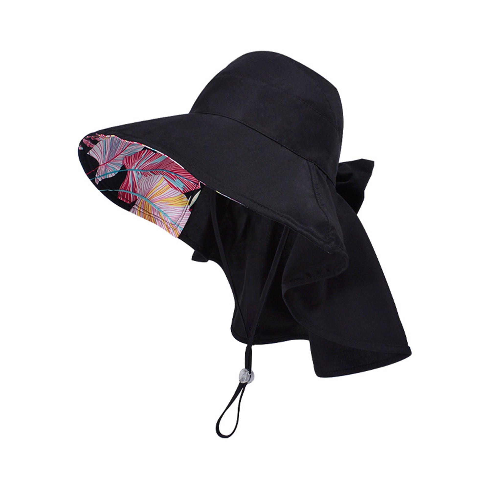 Anna-Kaci Wide Brim Sun Hat with Ponytail Opening Neck Flap Bow Detail UV Protection Summer Hat