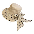 Anna-Kaci Polka Dot Wide Brim Sun Hat with Bow Detail Elegant Summer Bucket Hat
