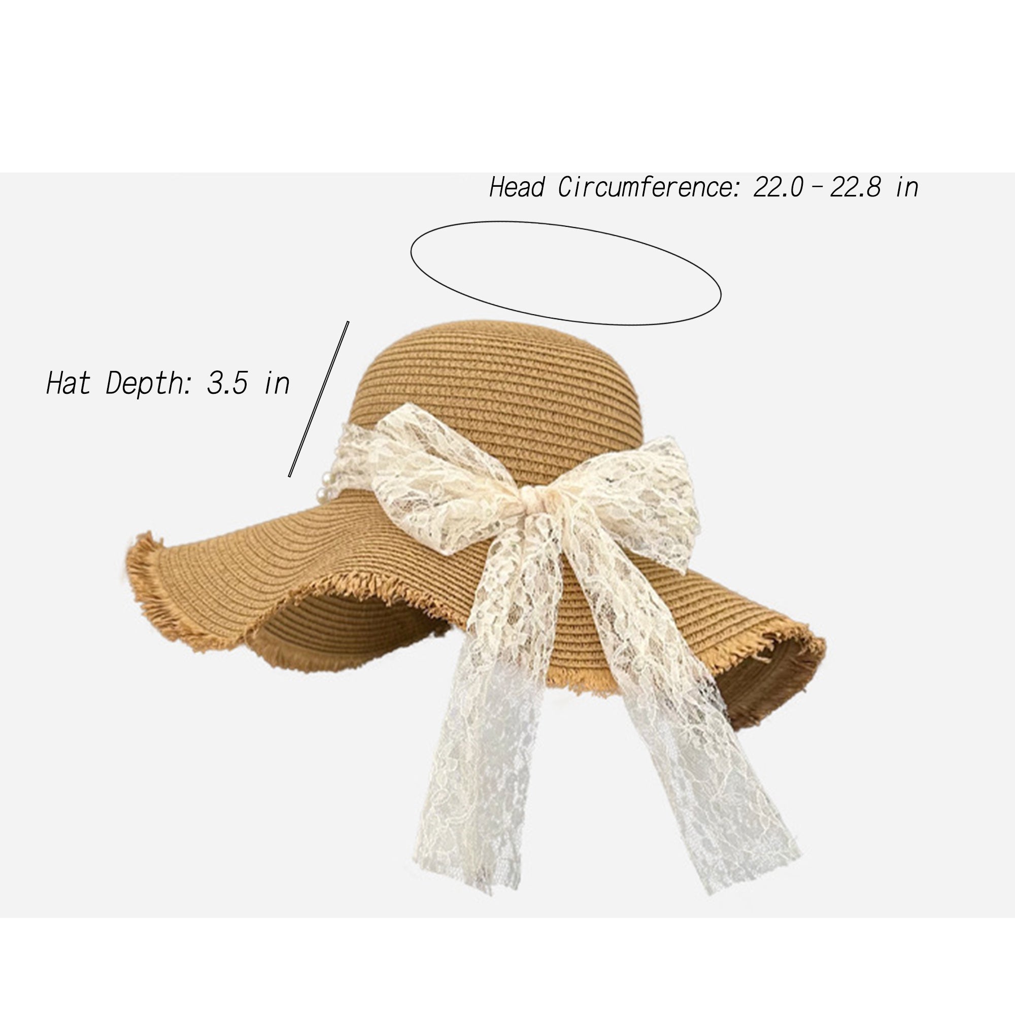 Anna-Kaci Straw Wide Brim Sun Hat with Lace Bow Detail Elegant Summer Beach Hat