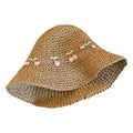 Anna-Kaci Straw Bucket Hat with Cherry Embroidery Lightweight Breathable Sun Hat Wide Brim Summer Beach Hat