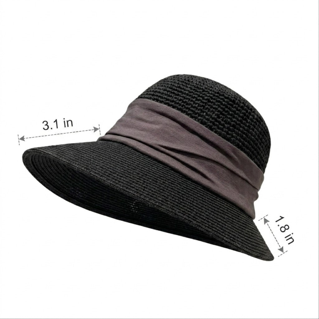 Anna-Kaci Womens Straw Sun Hat Asymmetric Brim Breathable Lightweight Foldable Summer Hat