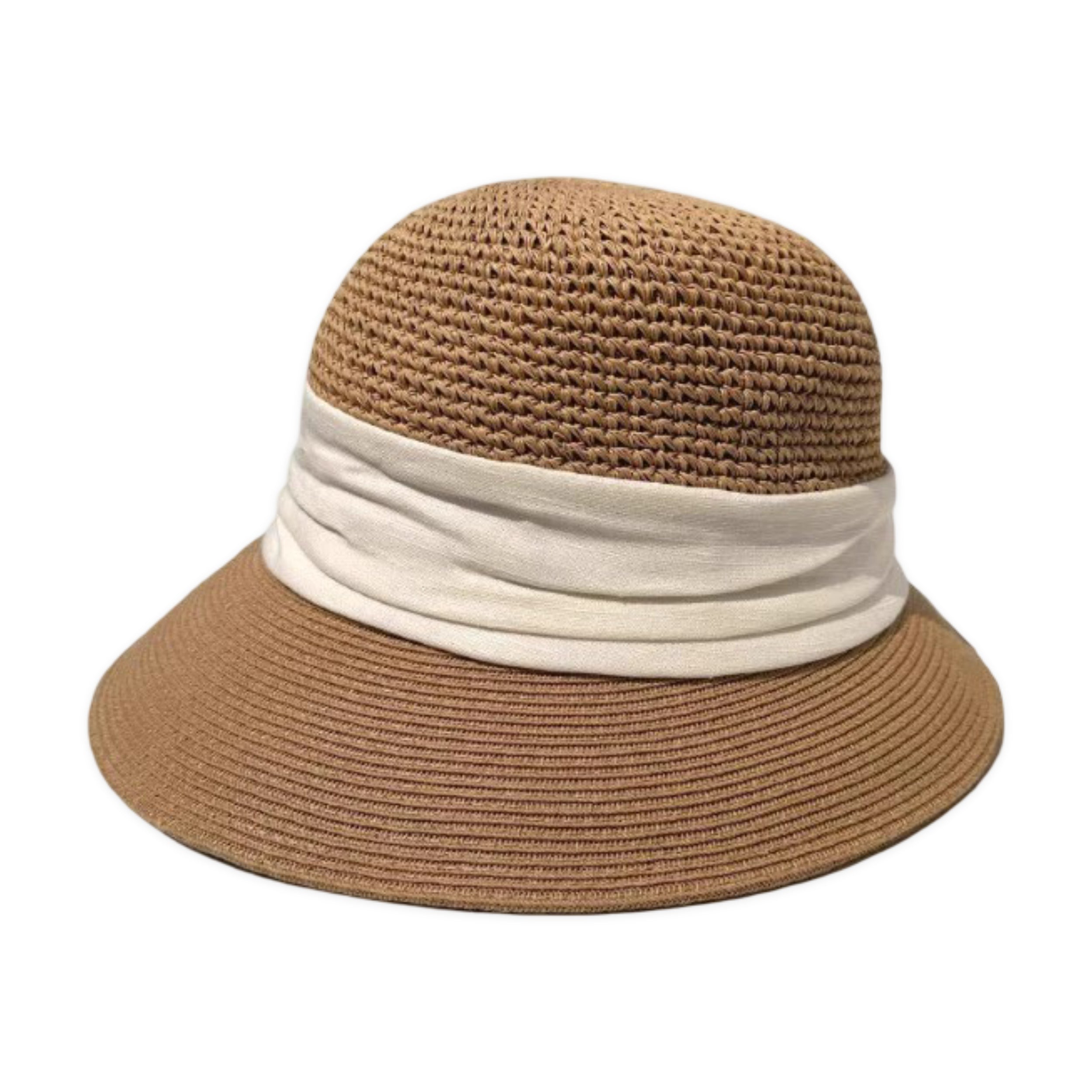 Anna-Kaci Womens Straw Sun Hat Asymmetric Brim Breathable Lightweight Foldable Summer Hat